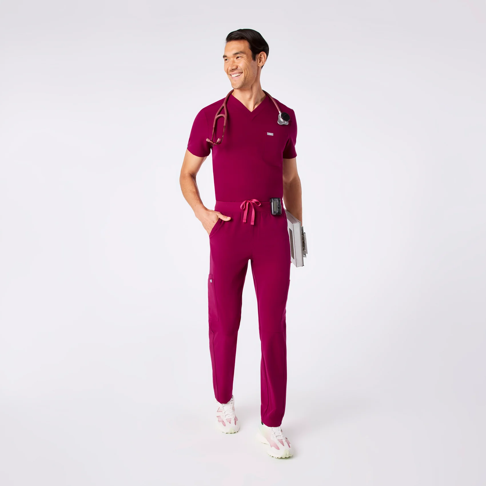 men's Dark Magenta  Axim - Tall Cargo Scrub Pant™ - Image 2