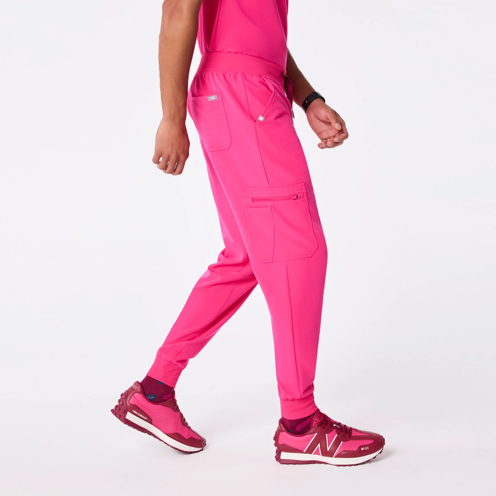 men's Shocking Pink Brey Short Jogger - Scrub Pant - Image 3