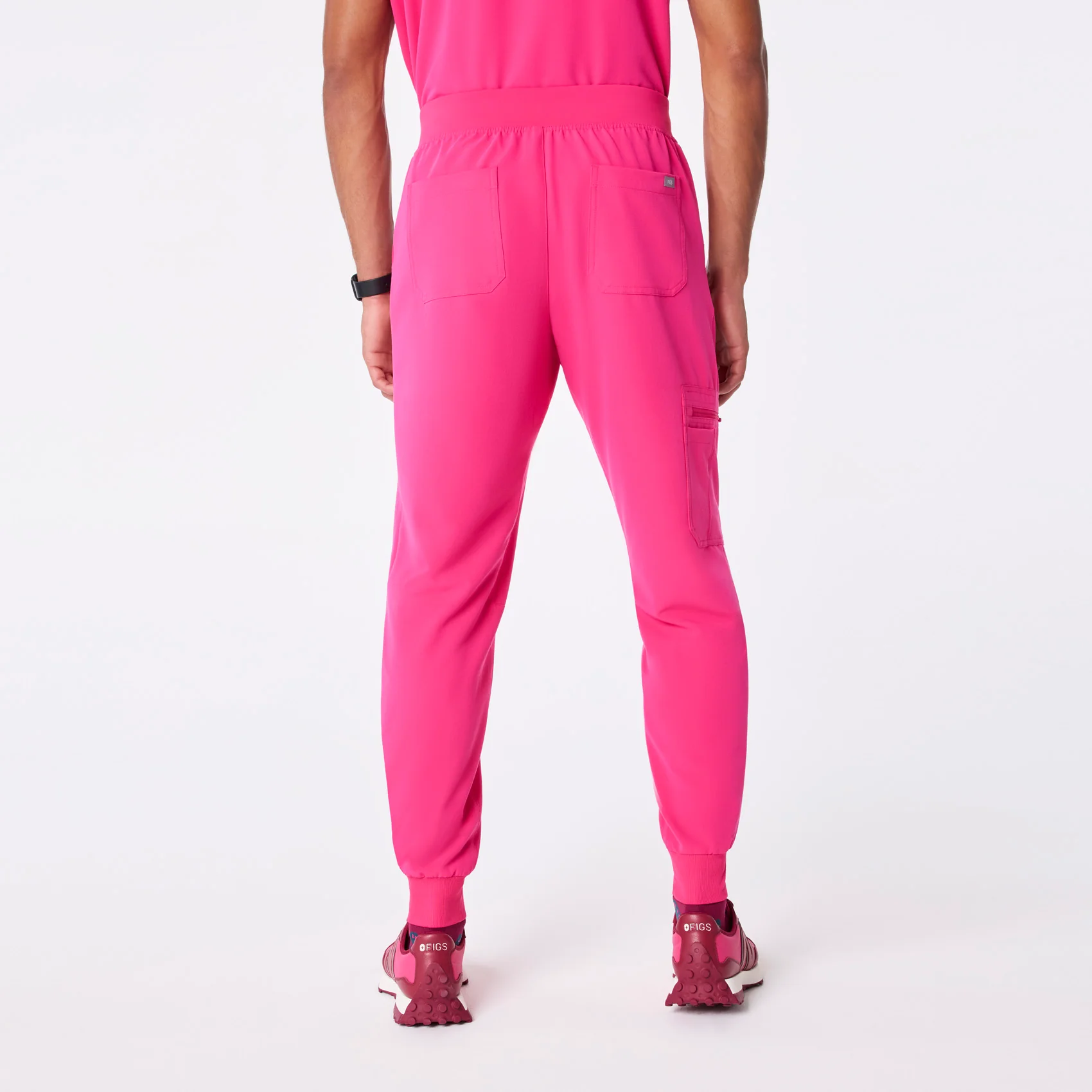 men's Shocking Pink Brey Short Jogger - Scrub Pant - Image 4