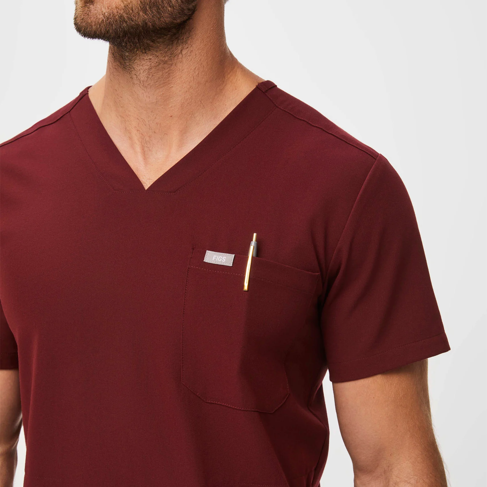Men's Burgundy Chisec™ - Three-Pocket Scrub Top (3XL - 6XL) - Image 5