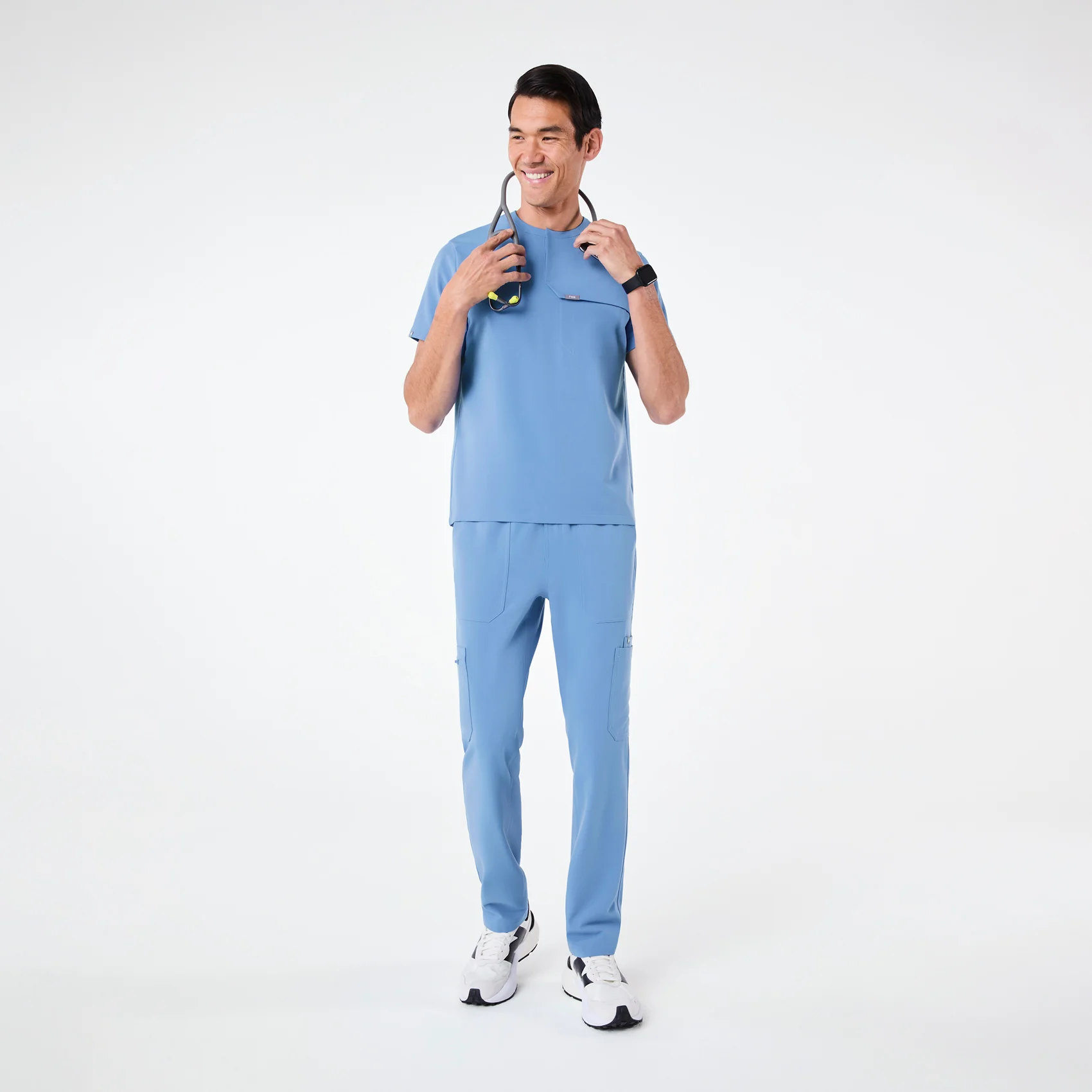 men's Ceil Blue Corfield - Henley Scrub Top - Image 2