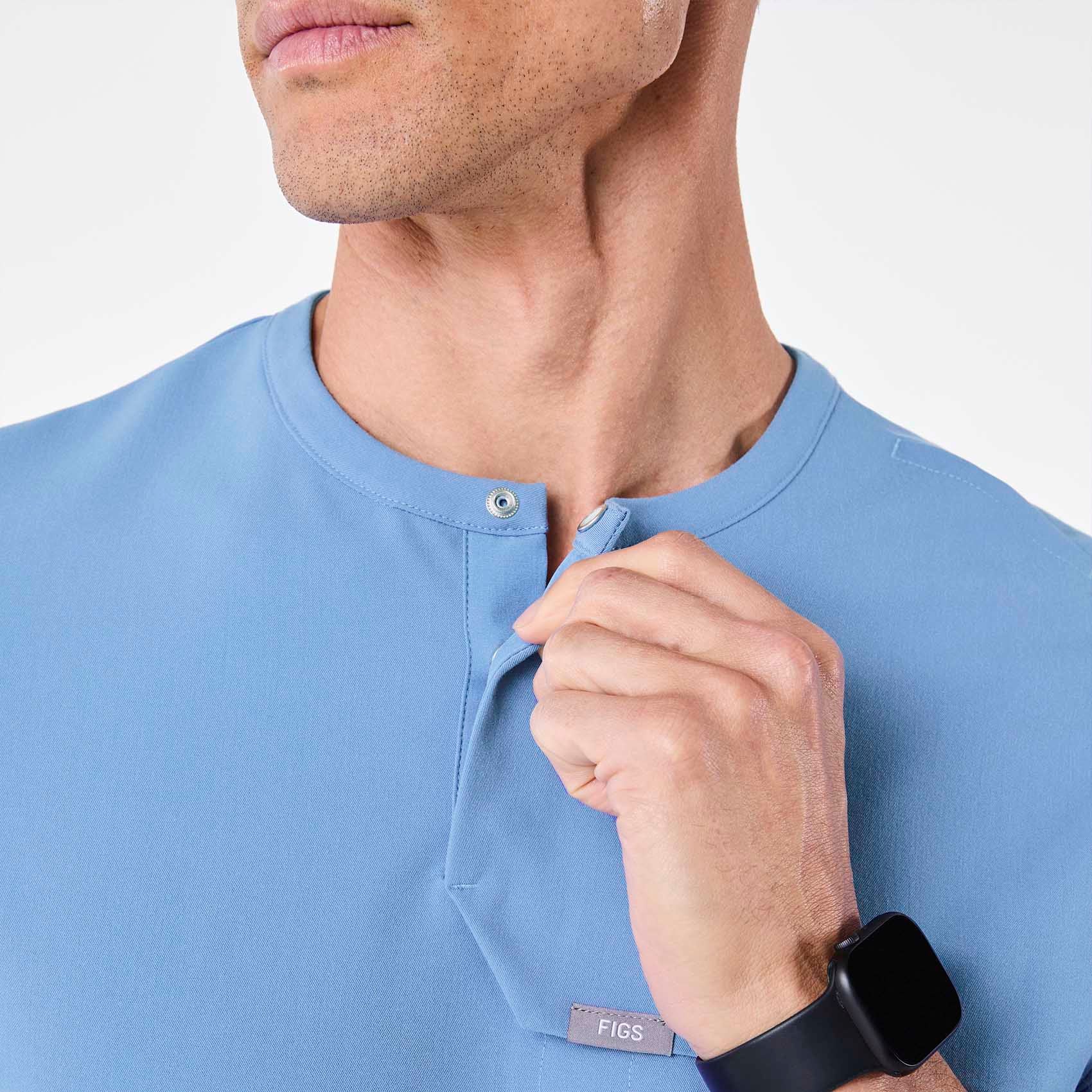men's Ceil Blue Corfield - Henley Scrub Top - Image 6