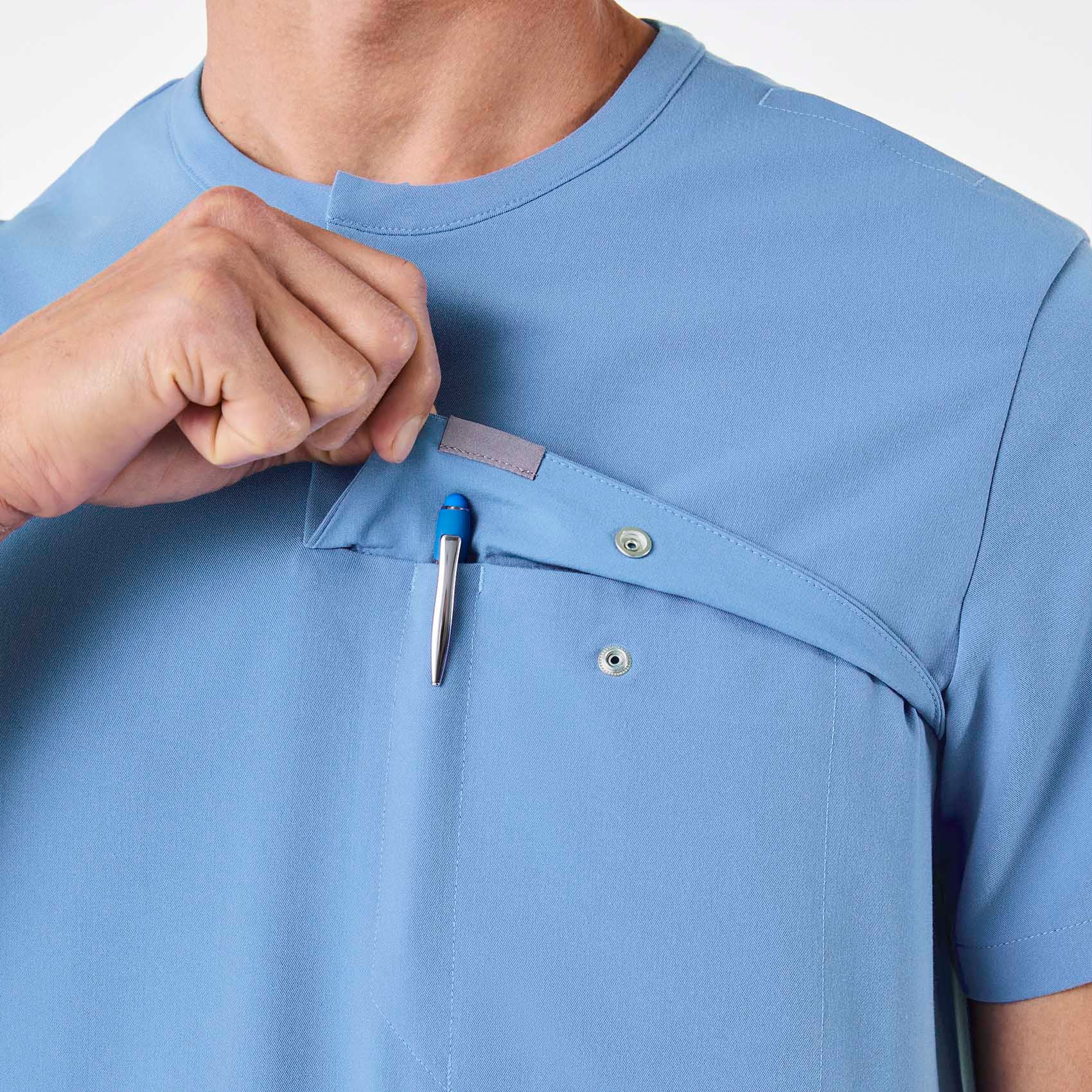 men's Ceil Blue Corfield - Henley Scrub Top - Image 7