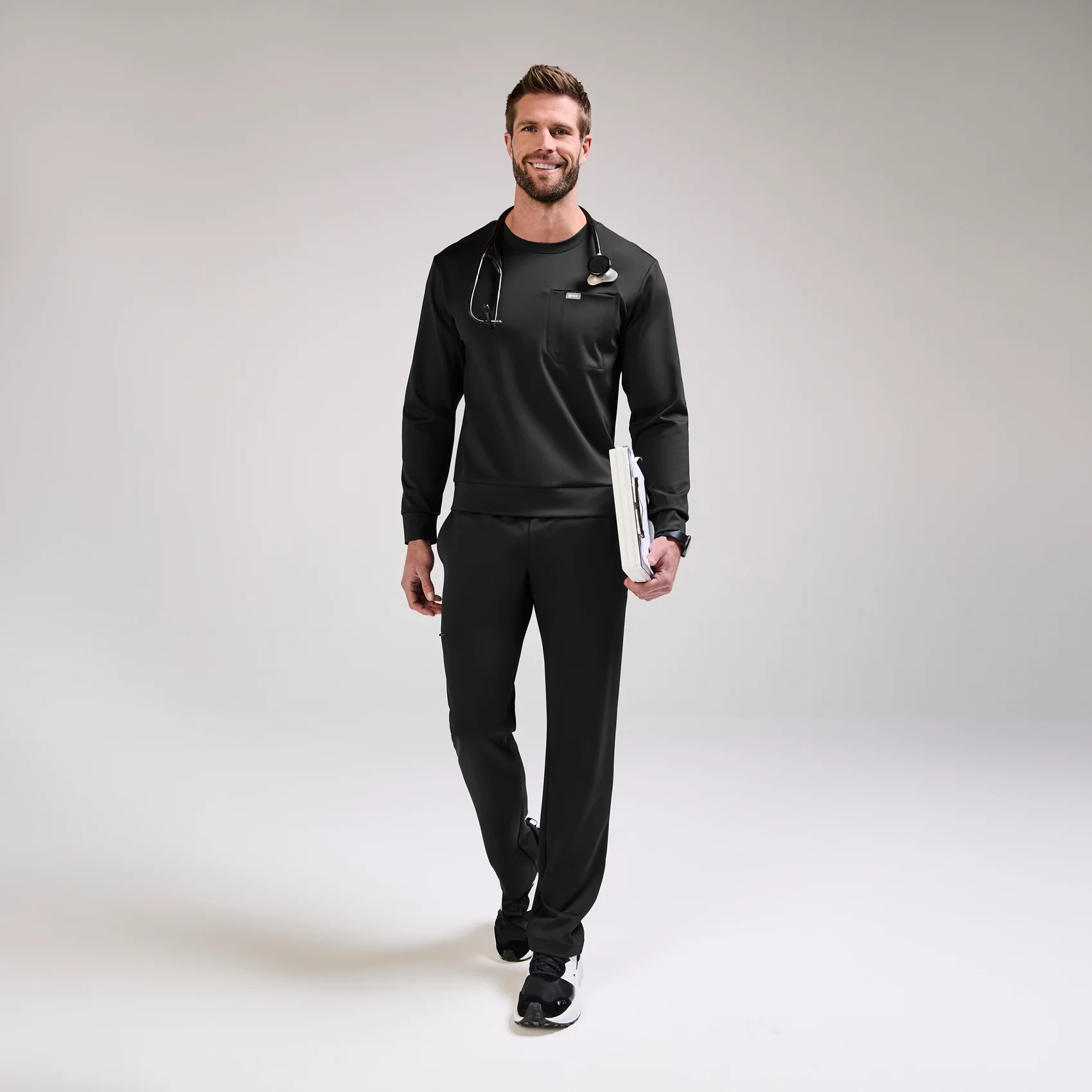 men's Black Destin FORMx Crewneck - Scrub Top™ - Image 2