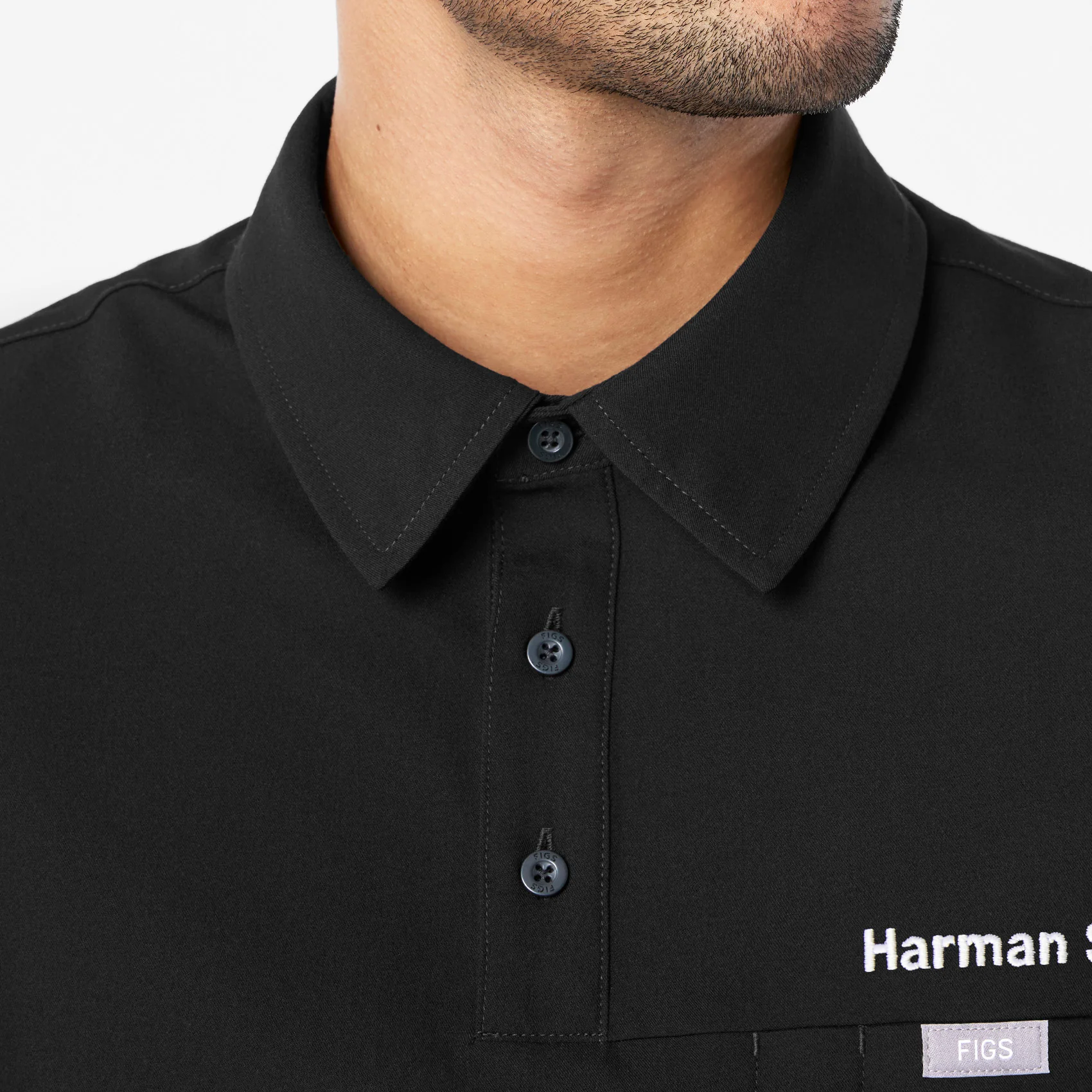men's Black Eugene Polo - Scrub Top - Image 5