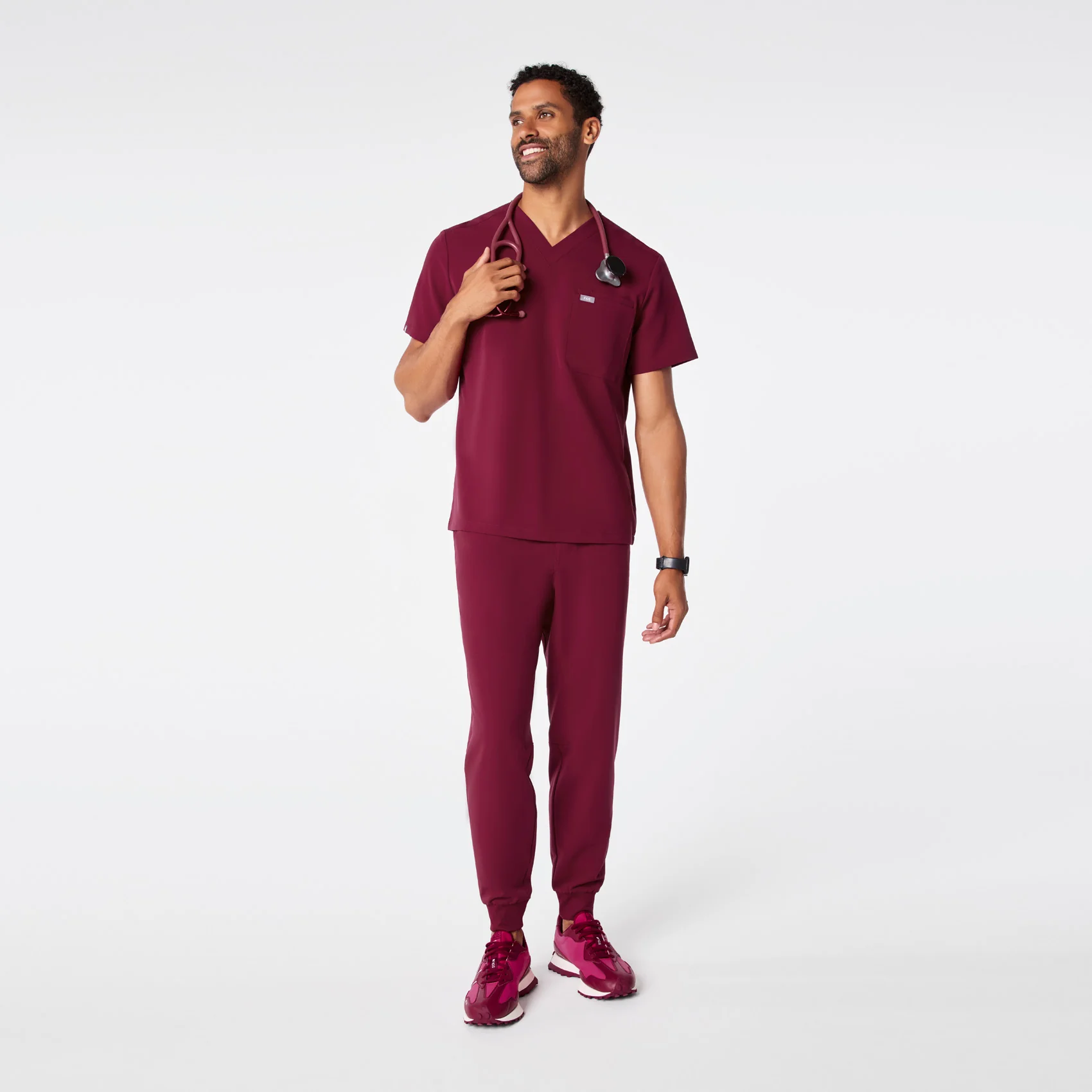 men's Deep Cranberry Leon - Three-Pocket Scrub Top™ - Image 2