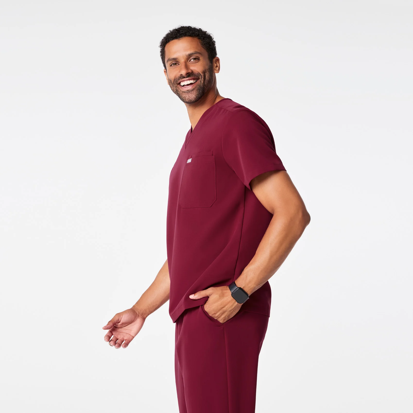 men's Deep Cranberry Leon - Three-Pocket Scrub Top™ - Image 3