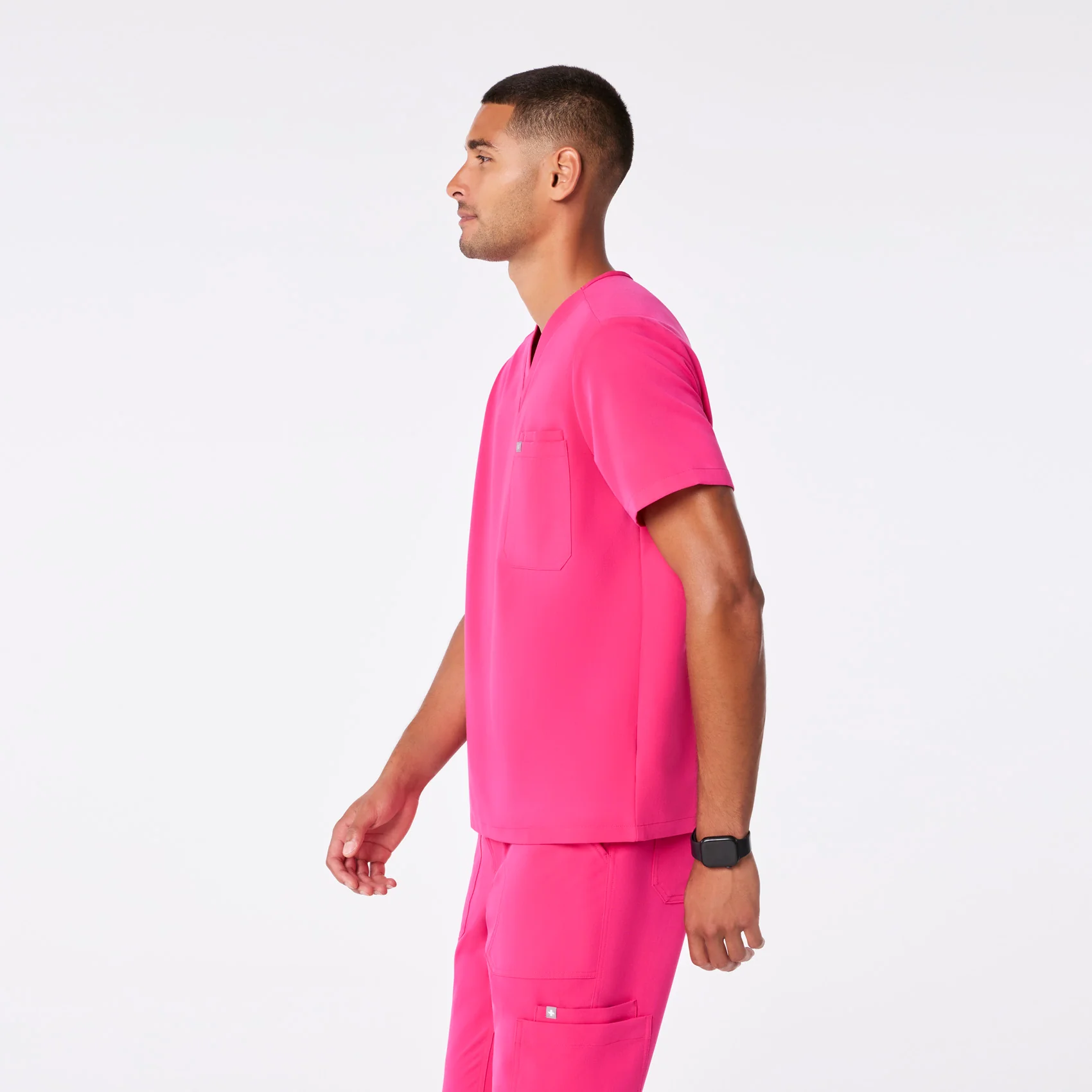 men's Shocking Pink Leon - Three-Pocket Scrub Top™ - Image 3