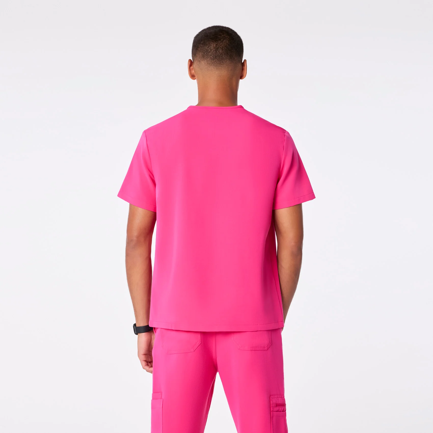 men's Shocking Pink Leon - Three-Pocket Scrub Top™ - Image 4