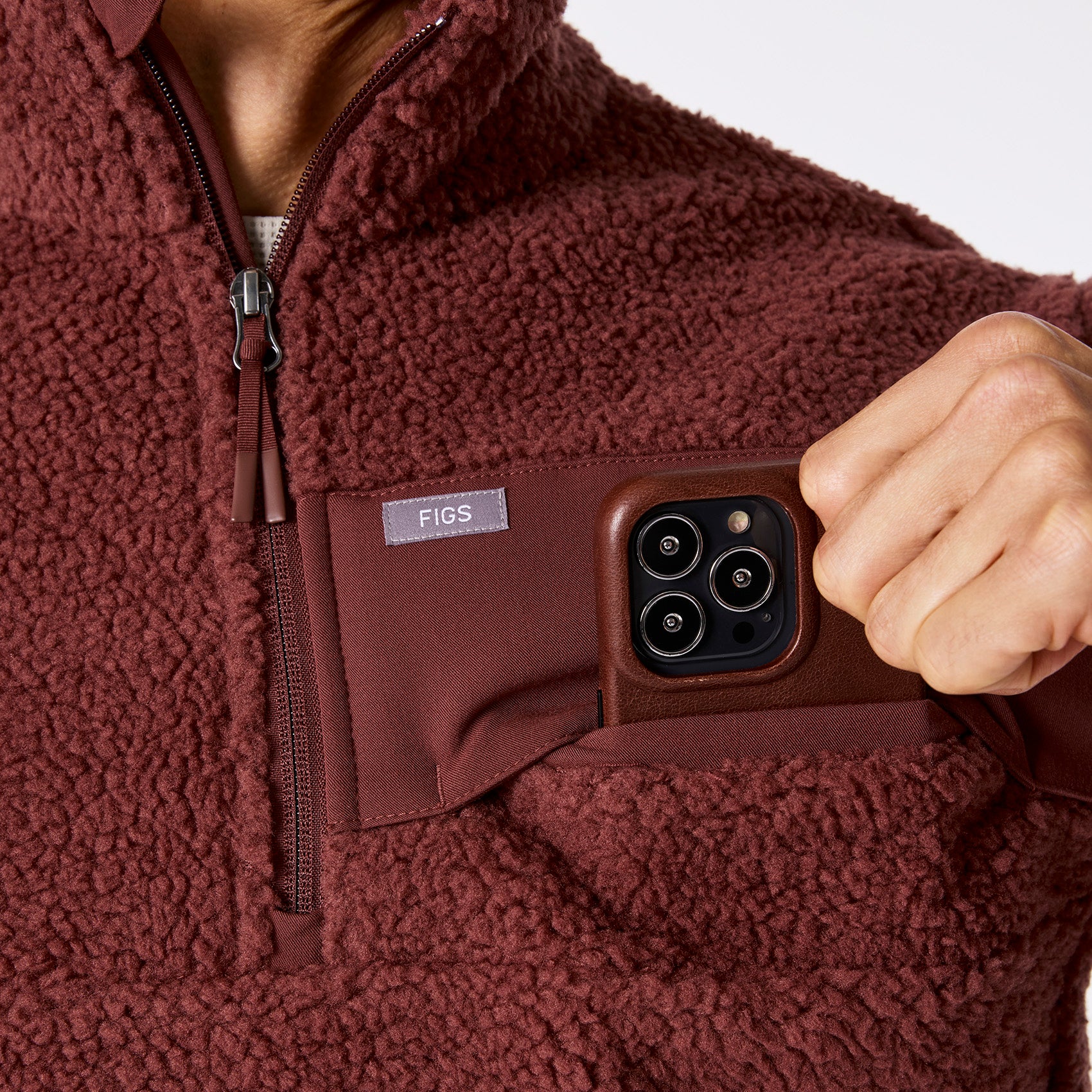 men's Walnut On-Shift High Pile - Fleece Pullover Jacket™ - Image 7