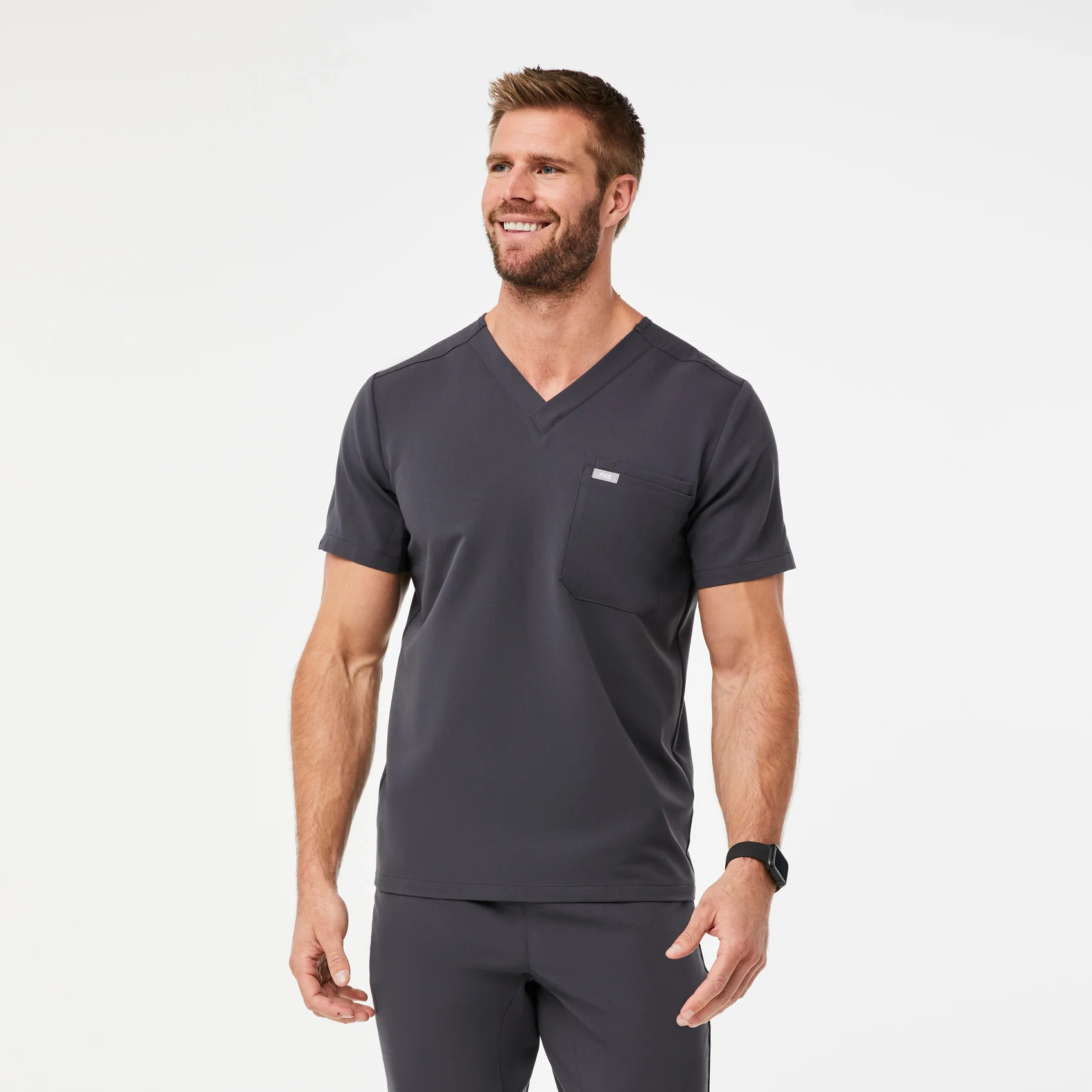 Men's Charcoal Leon™ - Three-Pocket Scrub Top