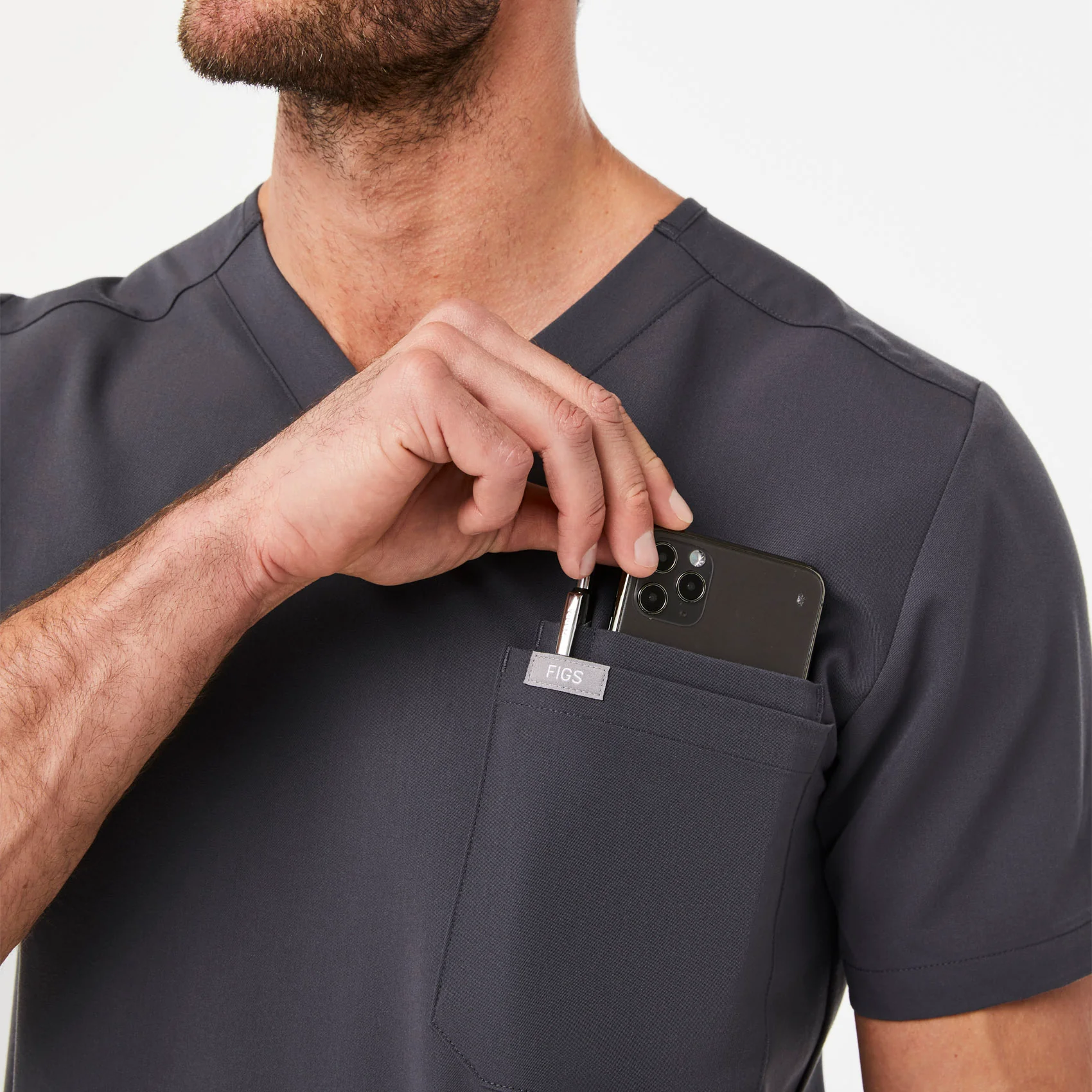 Men's Charcoal Leon™ - Three-Pocket Scrub Top - Image 5