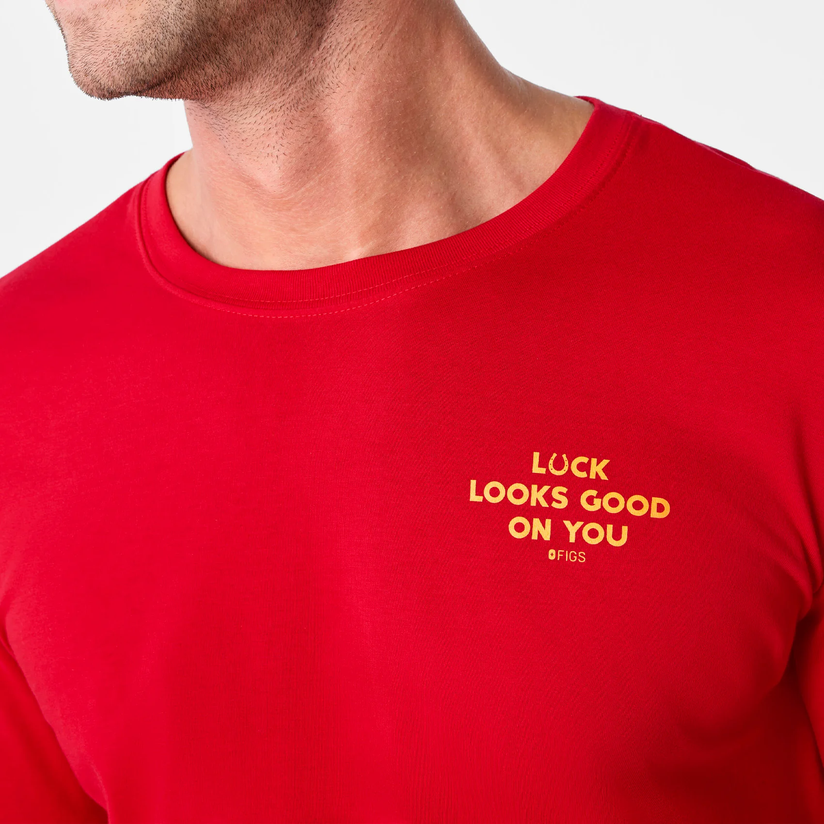 men's Pop Red Luck Looks Good On You Supersoft - Longsleeve Underscrub - Image 6