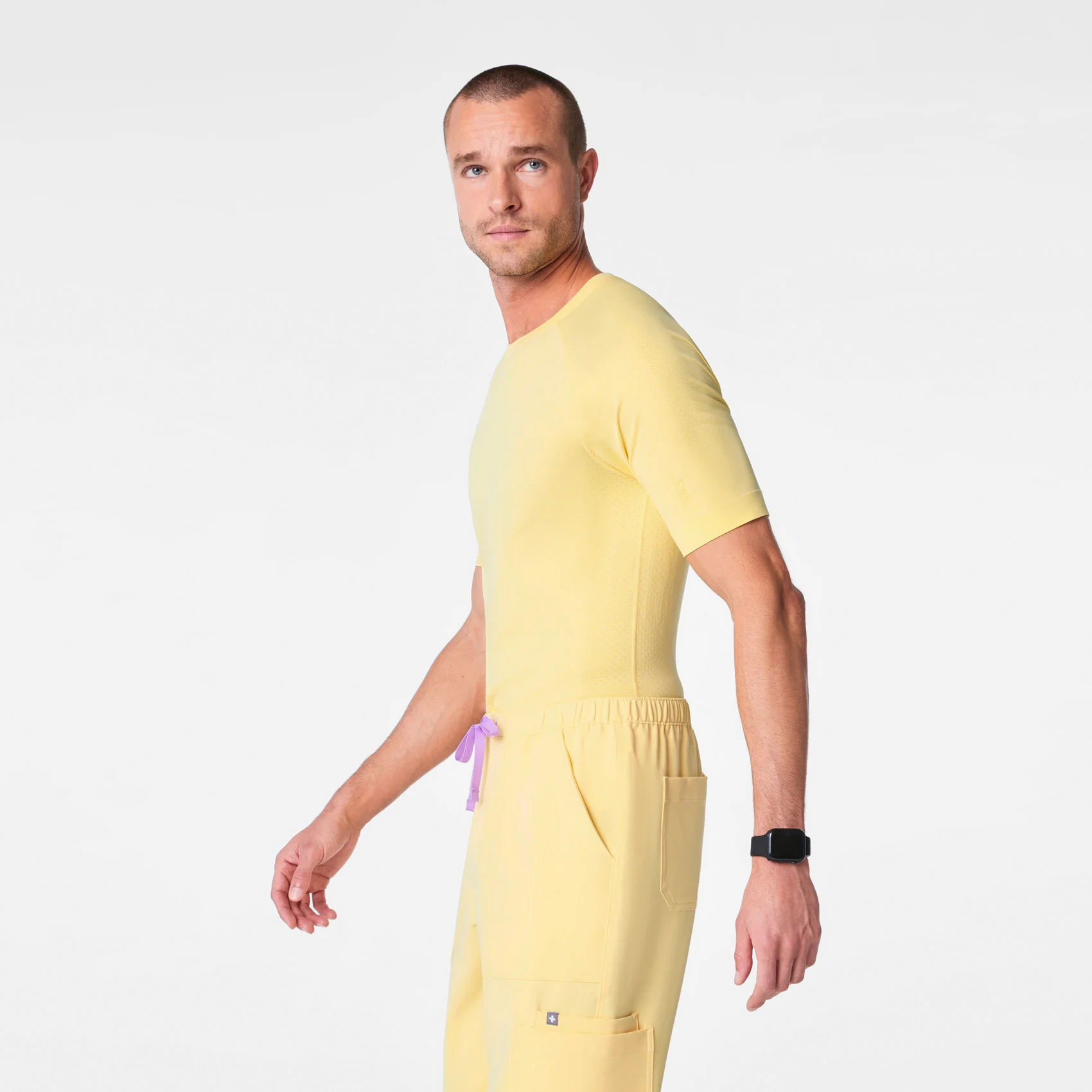 men's Butter Yellow Makato Seamless - Shortsleeve Underscrub - Image 3