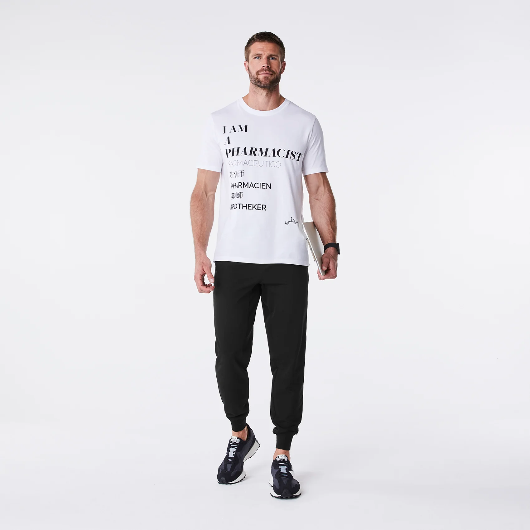 men's White Pharmacist Supersoft - Shortsleeve Underscrub - Image 2