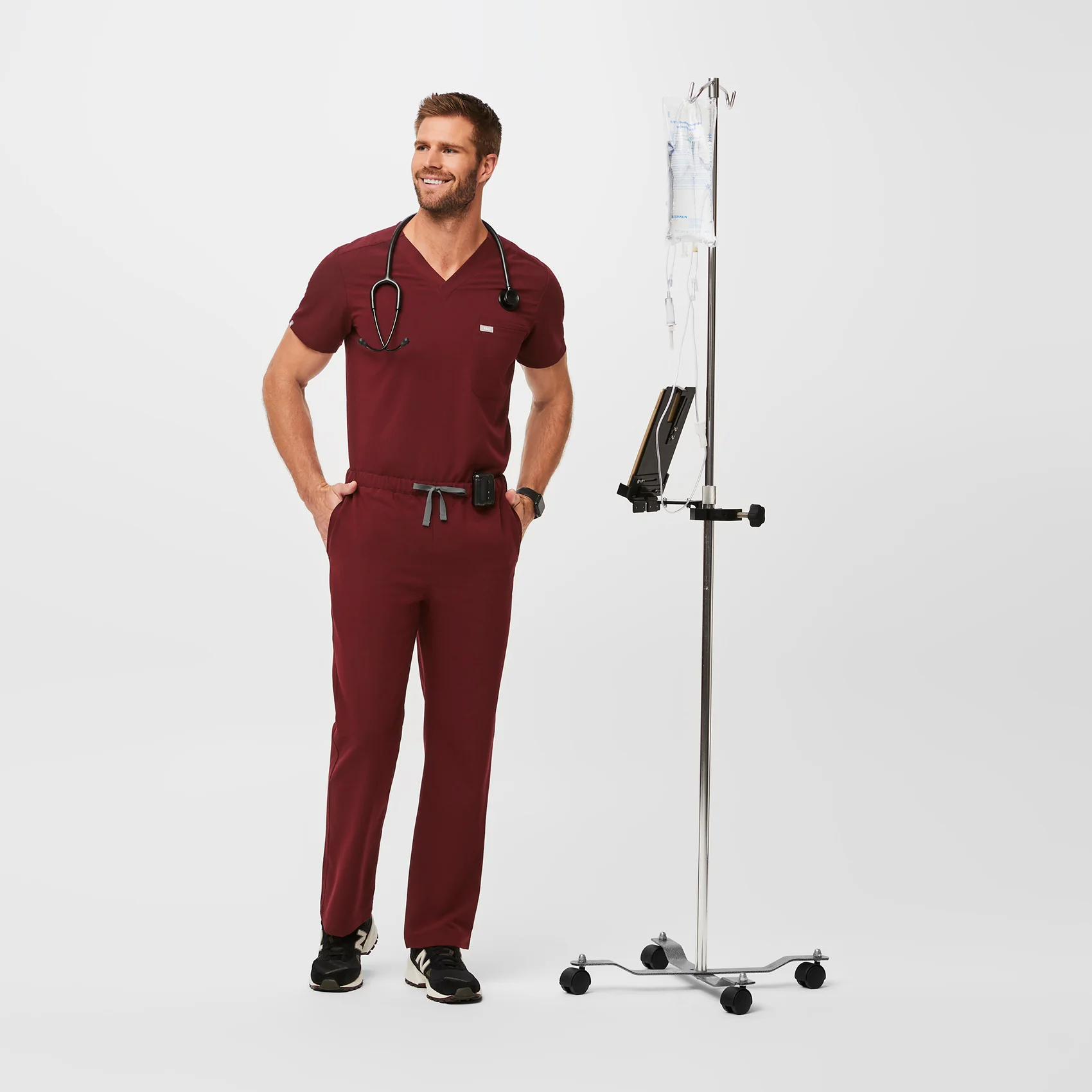 Men's Burgundy Pisco™ - Basic Scrub Pants - Image 2