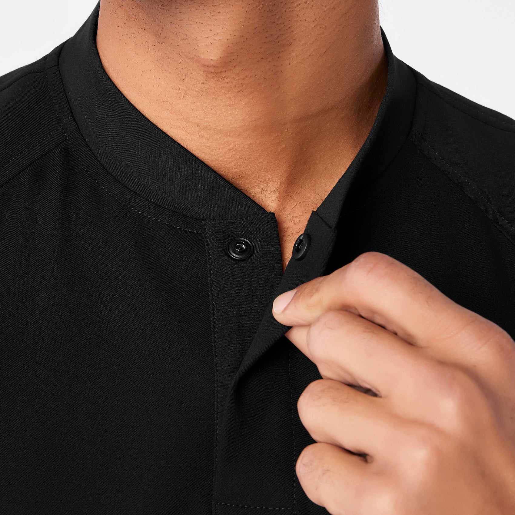 men's Black Stratton Henley - Shortsleeve Scrub Top - Image 2