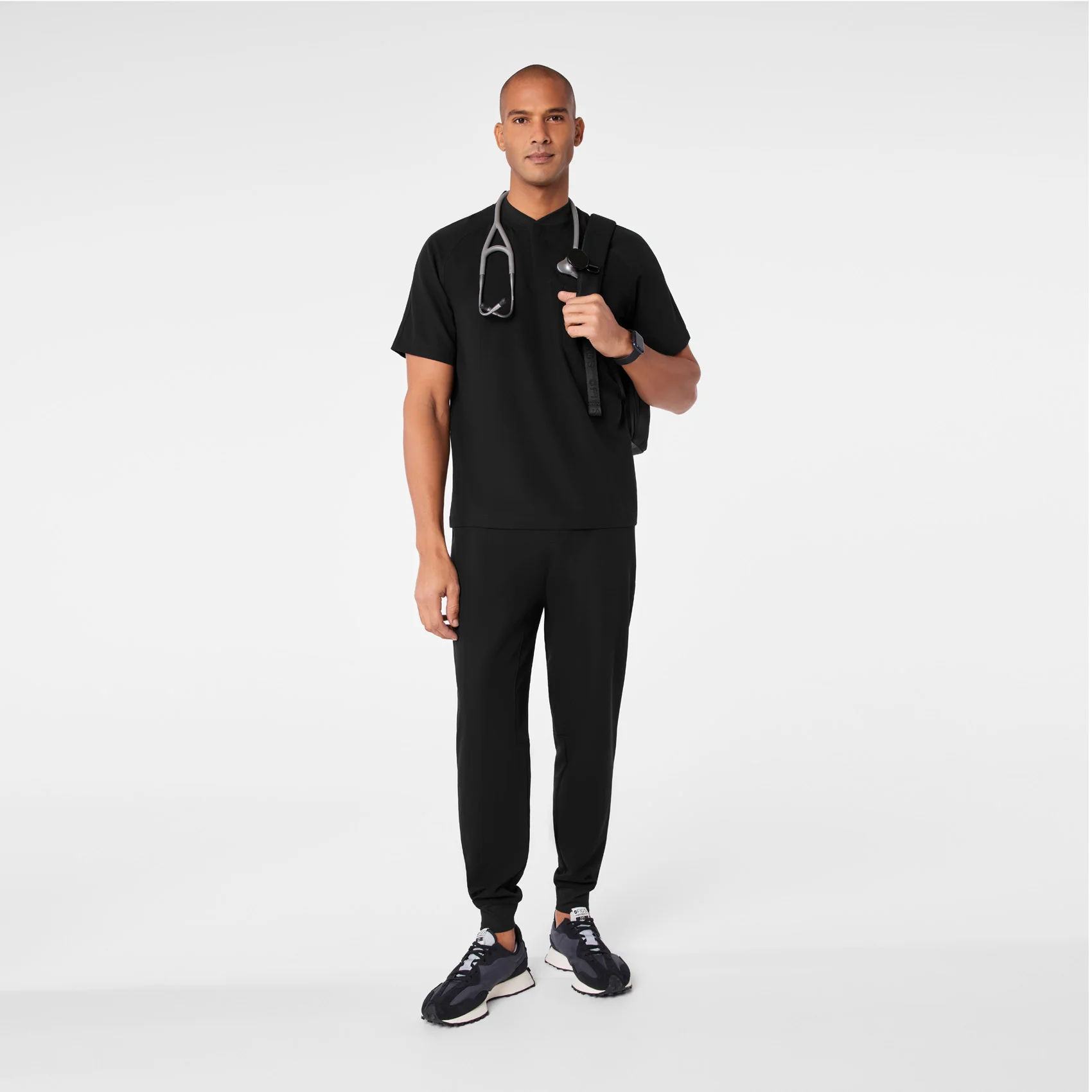 men's Black Stratton Henley - Shortsleeve Scrub Top - Image 3