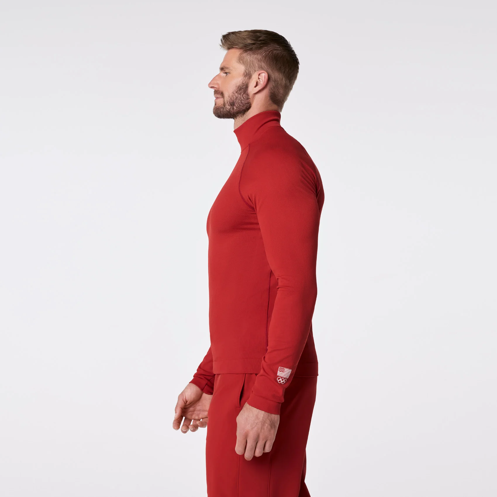 men's Team USA Red FIGS x Team USA Mock Neck - Longsleeve Underscrub - Image 3