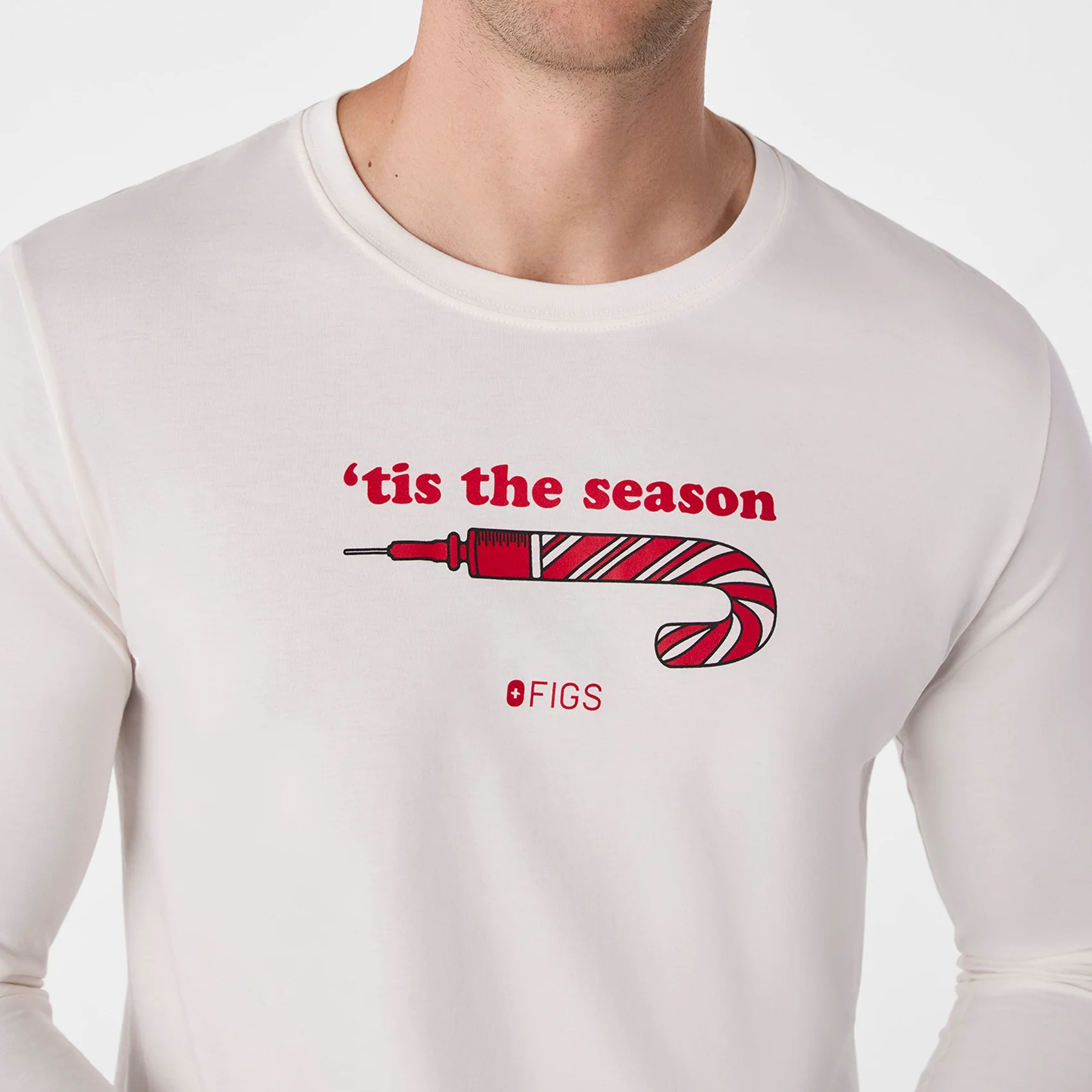 men's Off White Tis The Season Supersoft - Longsleeve Underscrub - Image 2