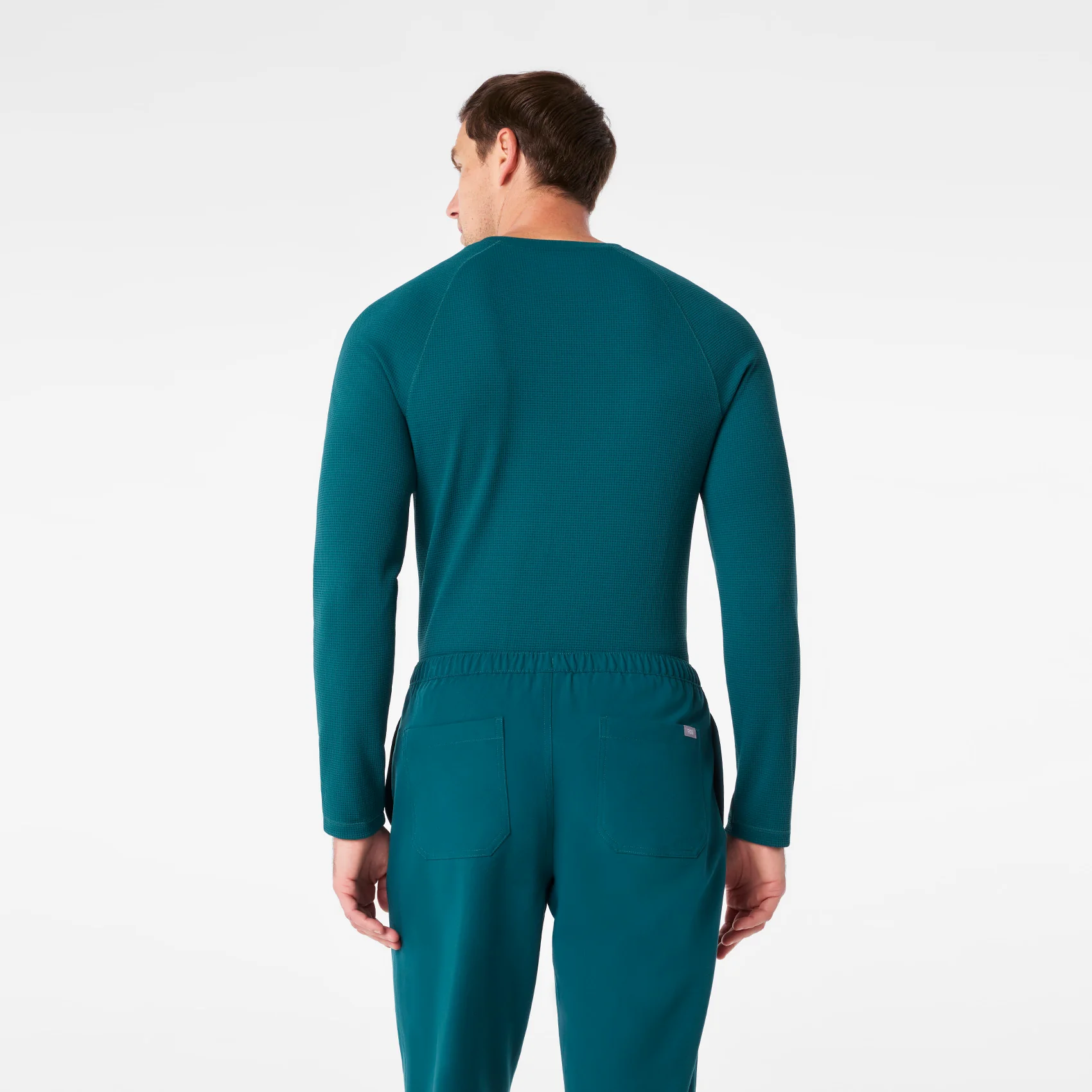 men's Caribbean Blue Waffle - Longsleeve Underscrub - Image 5