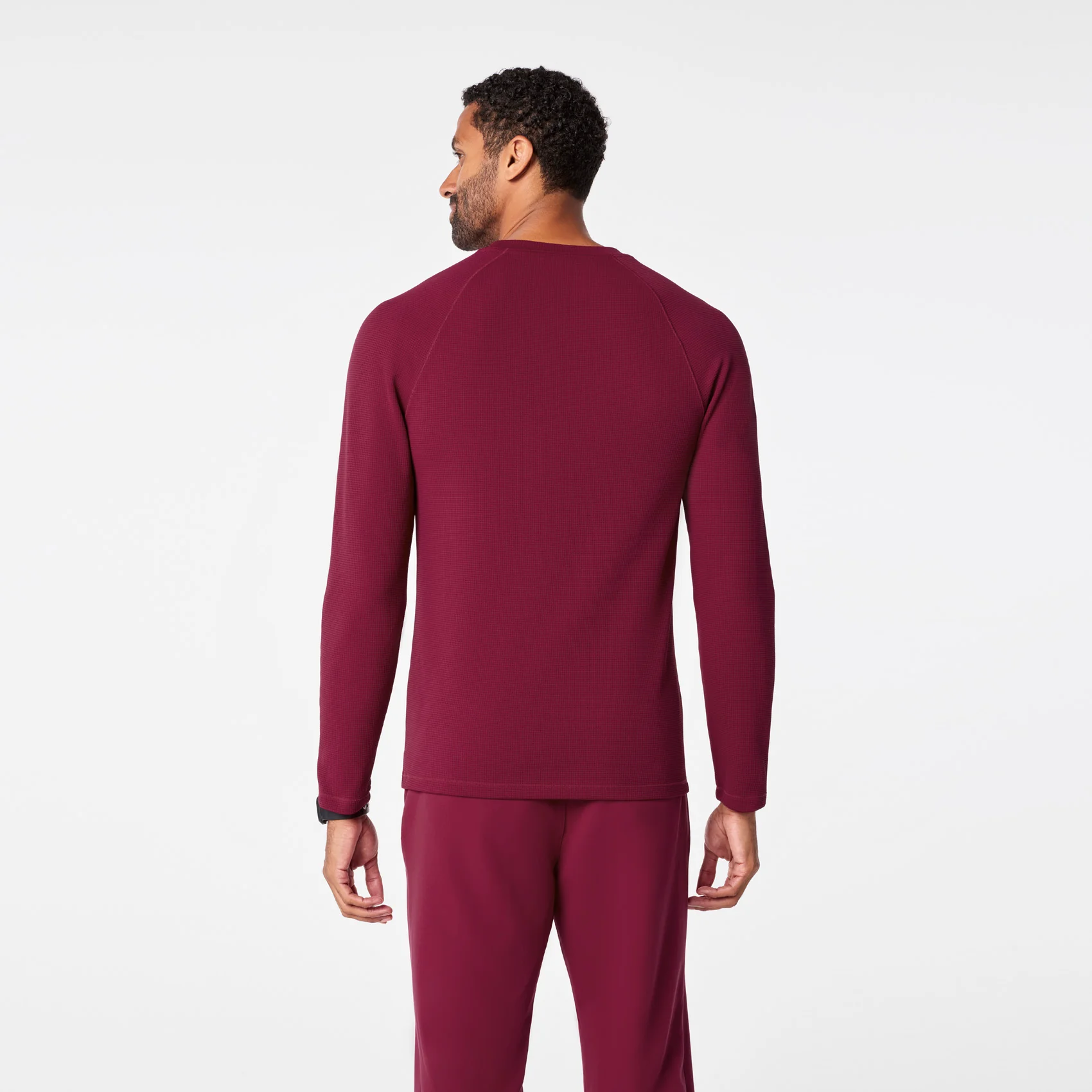 men's Deep Cranberry Waffle - Longsleeve Underscrub - Image 4