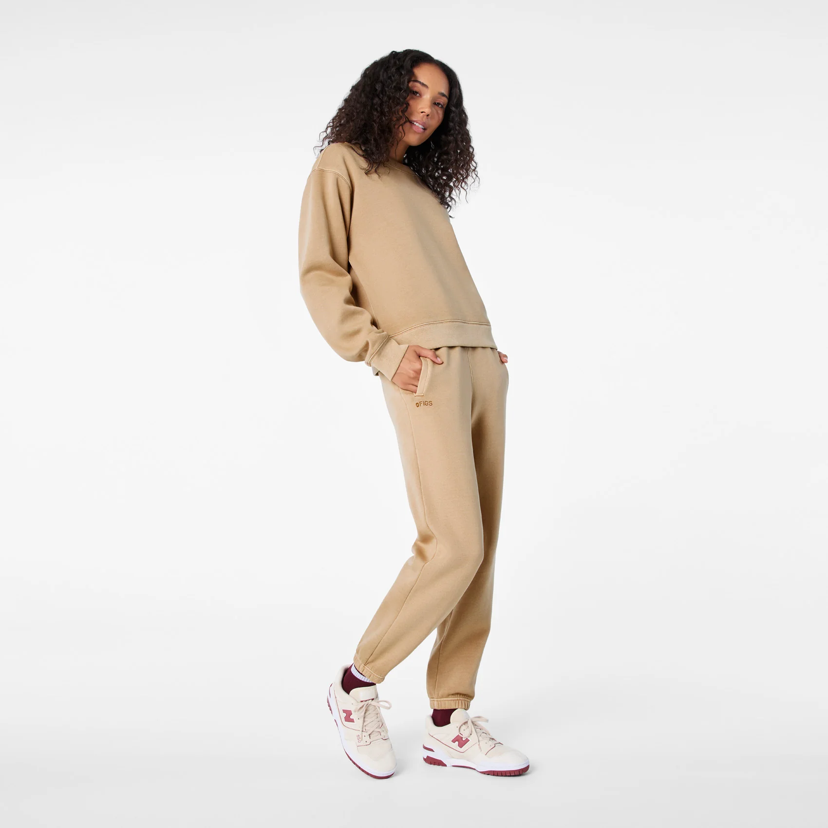 unisex Cream/Mauve FIGS | New Balance 550 - Image 6