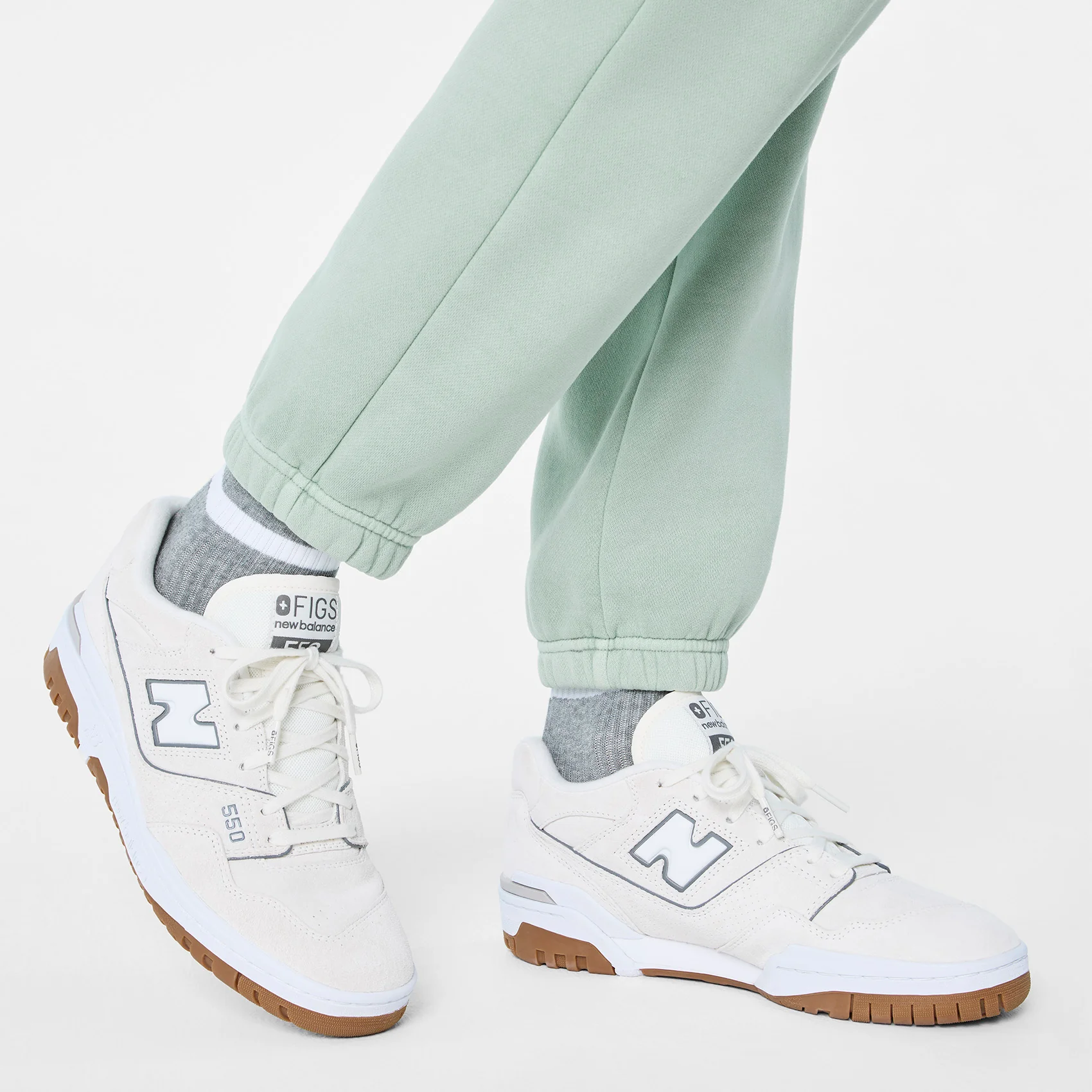 unisex Cream/Optic White FIGS | New Balance 550 - Image 7