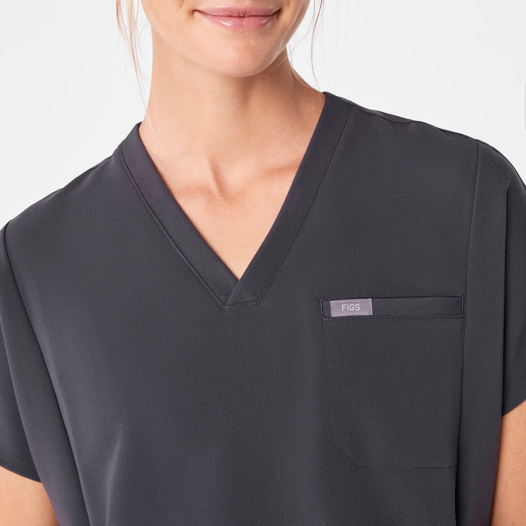 women's Charcoal Addison Oversized Tunic- Scrub Top - Image 5