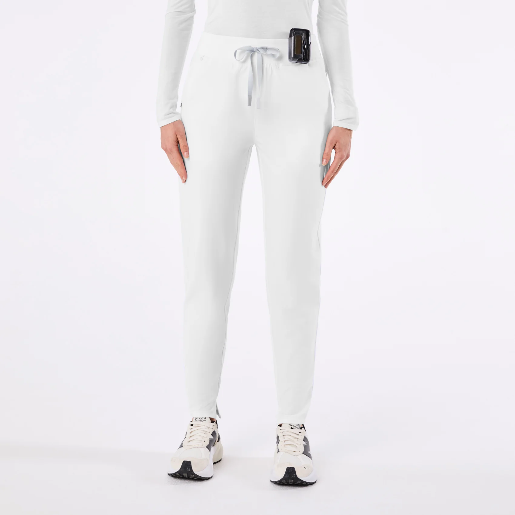 women's Optic White Alva High Waisted Tapered - Petite Scrub Pant