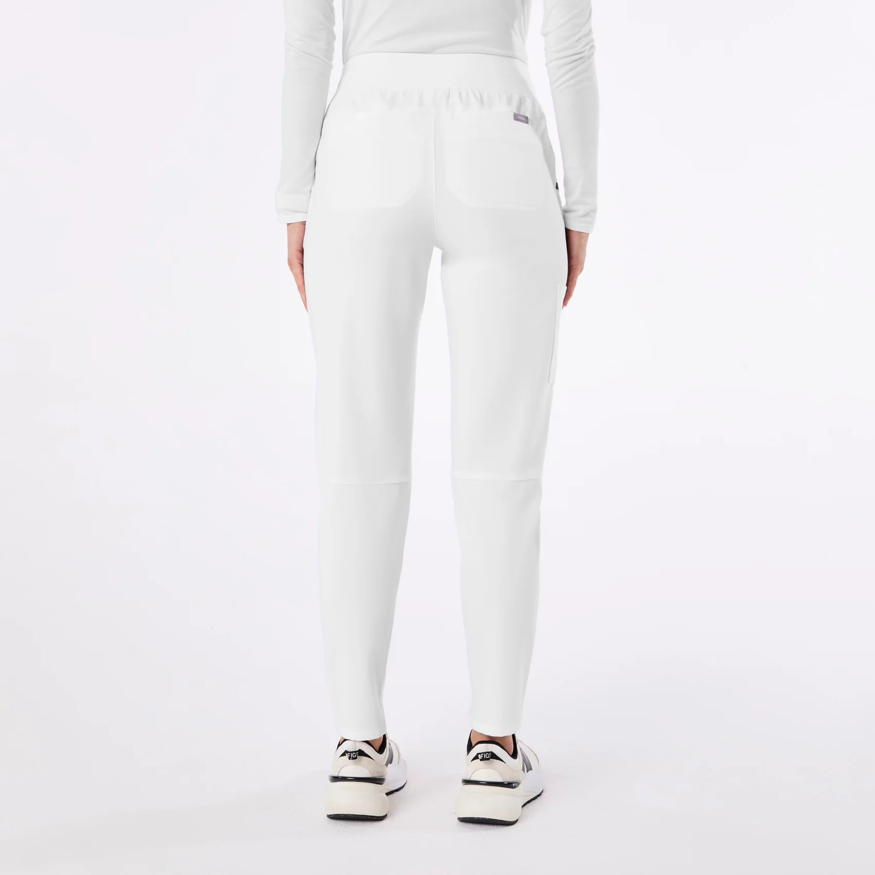 women's Optic White Alva High Waisted Tapered - Petite Scrub Pant - Image 4