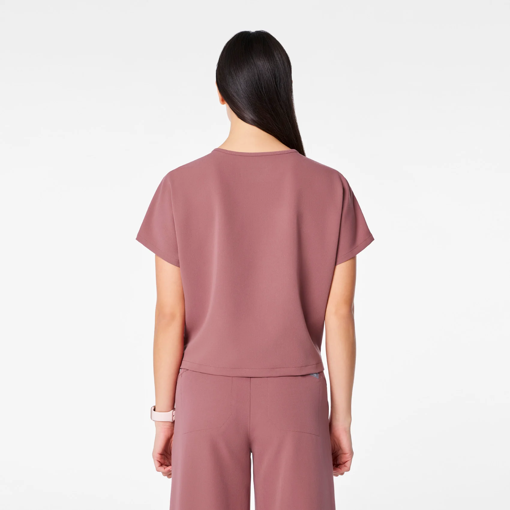 women's Mauve Arua Cropped V-Neck - One-Pocket Scrub Top - Image 4