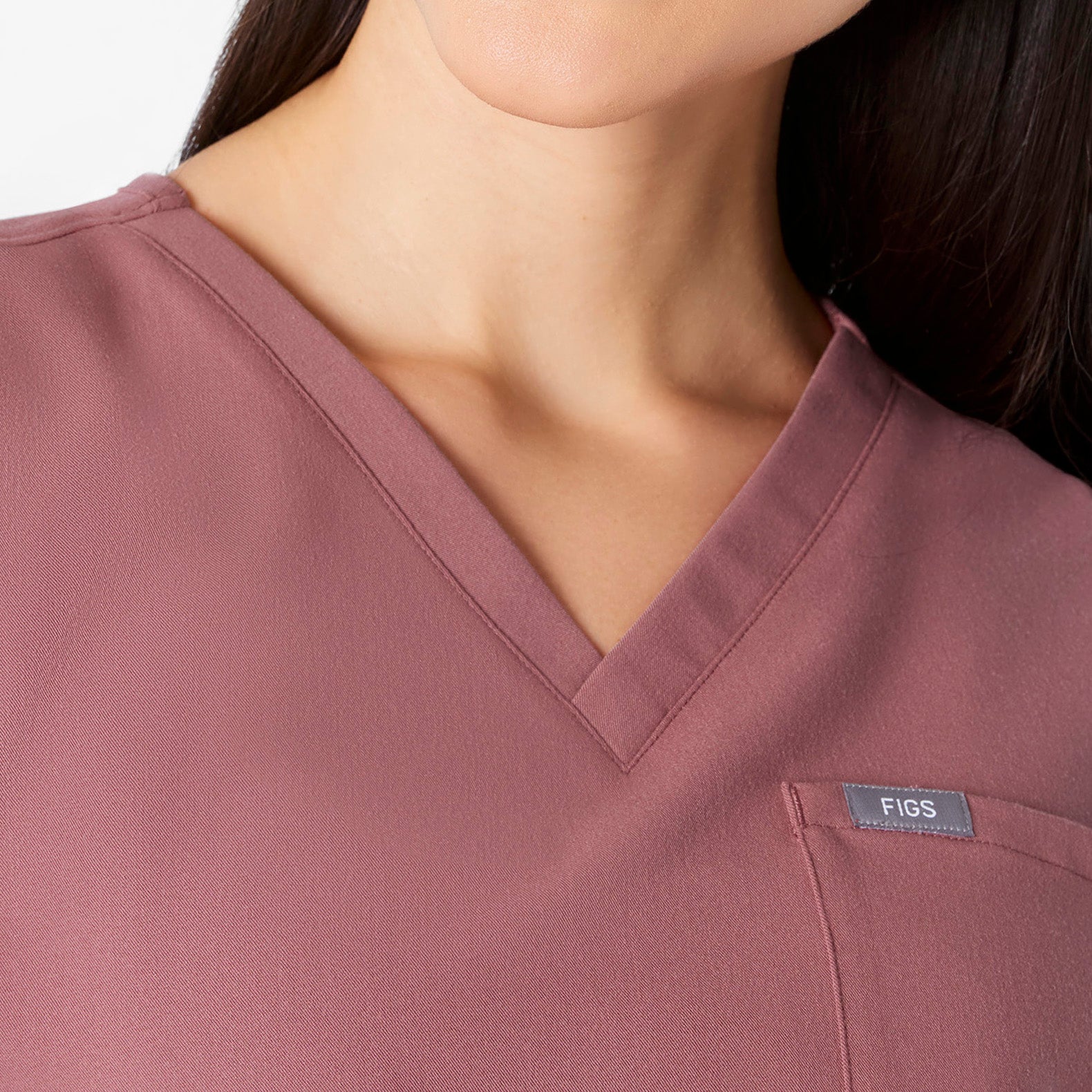 women's Mauve Arua Cropped V-Neck - One-Pocket Scrub Top - Image 5