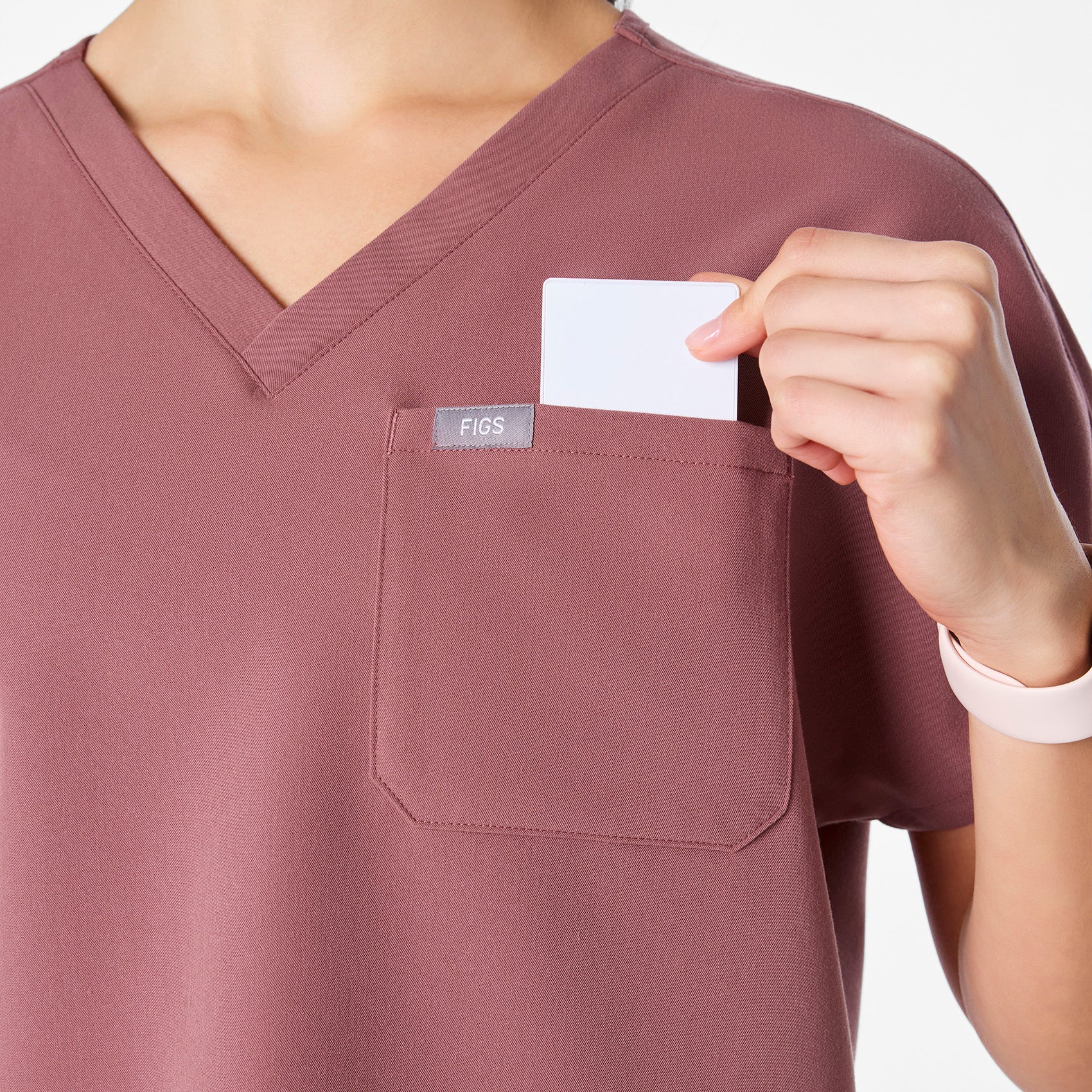 women's Mauve Arua Cropped V-Neck - One-Pocket Scrub Top - Image 6