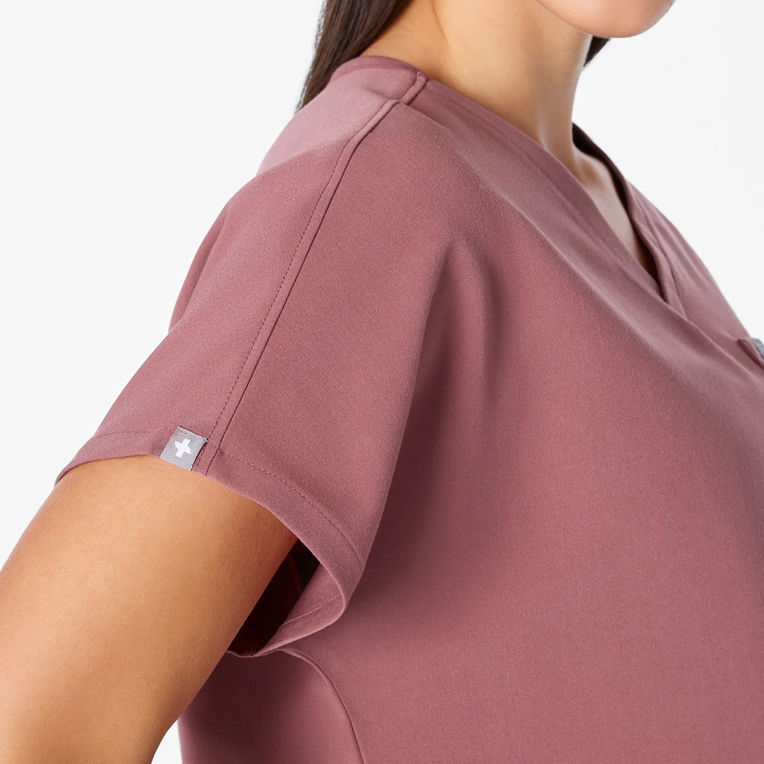 women's Mauve Arua Cropped V-Neck - One-Pocket Scrub Top - Image 7