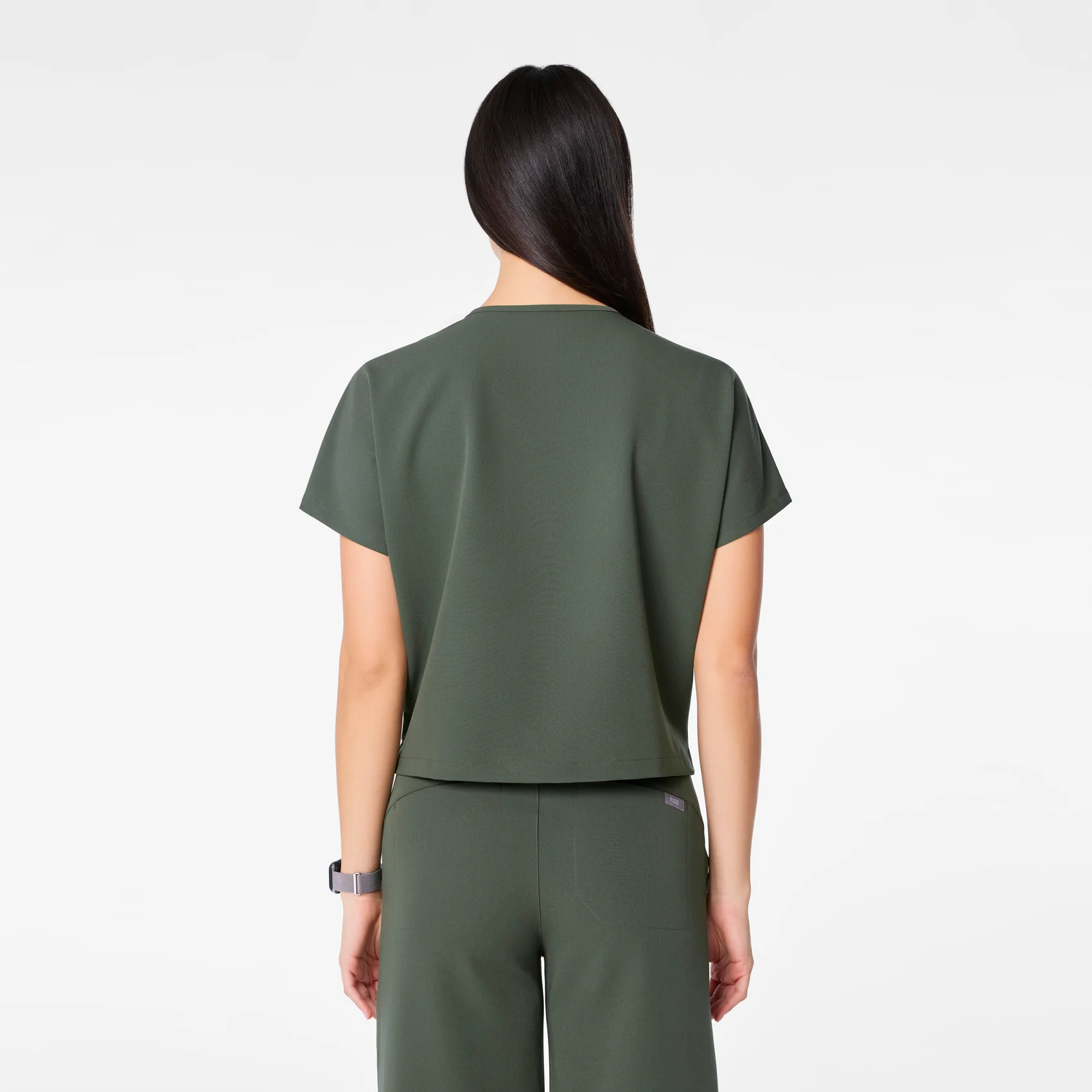 women's Moss Arua Cropped V-Neck - One-Pocket Scrub Top - Image 4