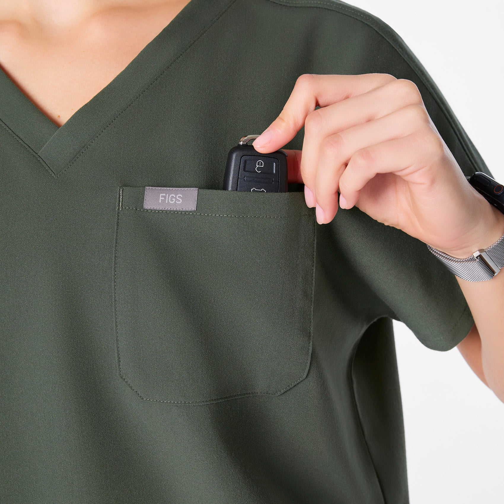 women's Moss Arua Cropped V-Neck - One-Pocket Scrub Top - Image 6