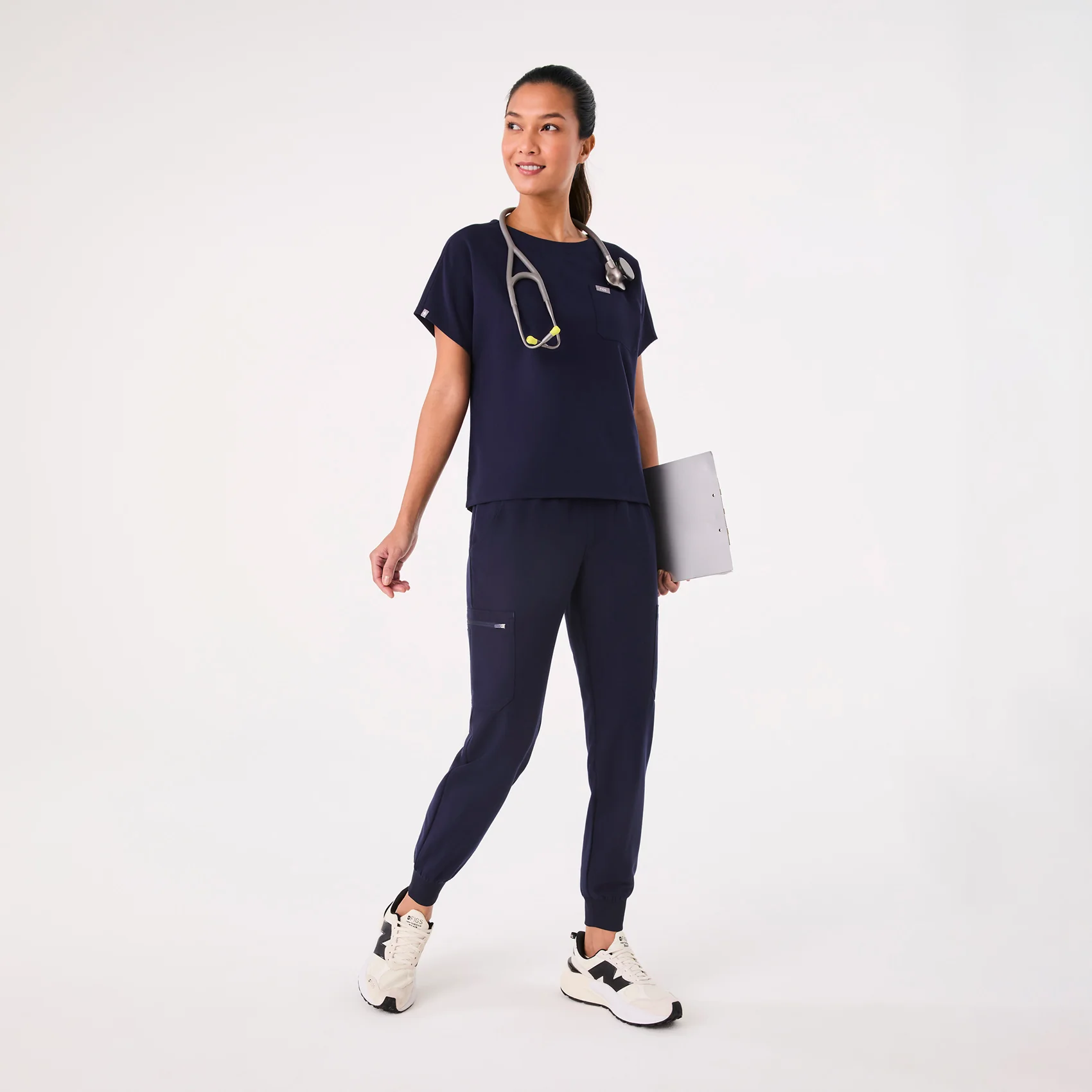 women's Navy Arua Relaxed - Scrub Top - Image 2