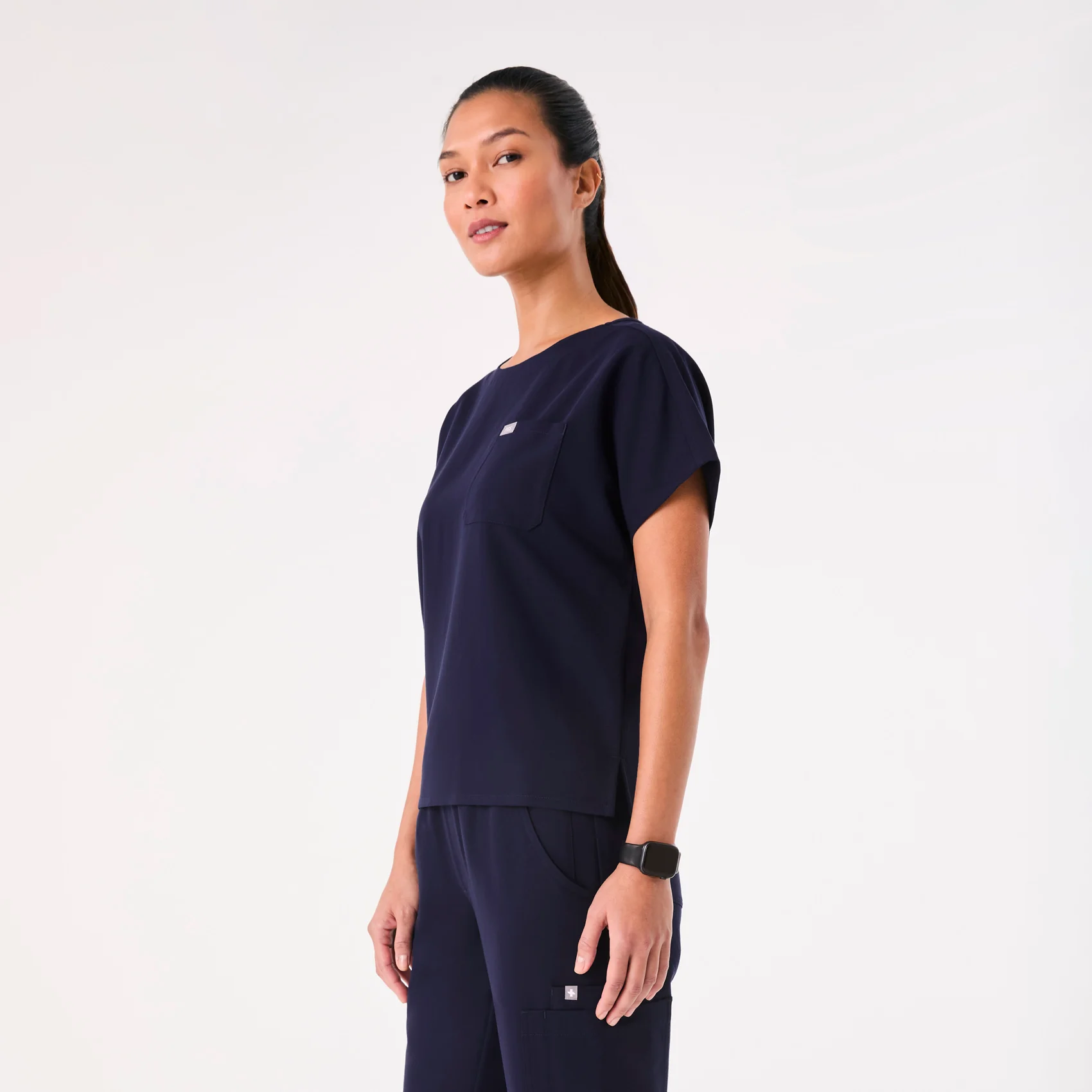 women's Navy Arua Relaxed - Scrub Top - Image 3