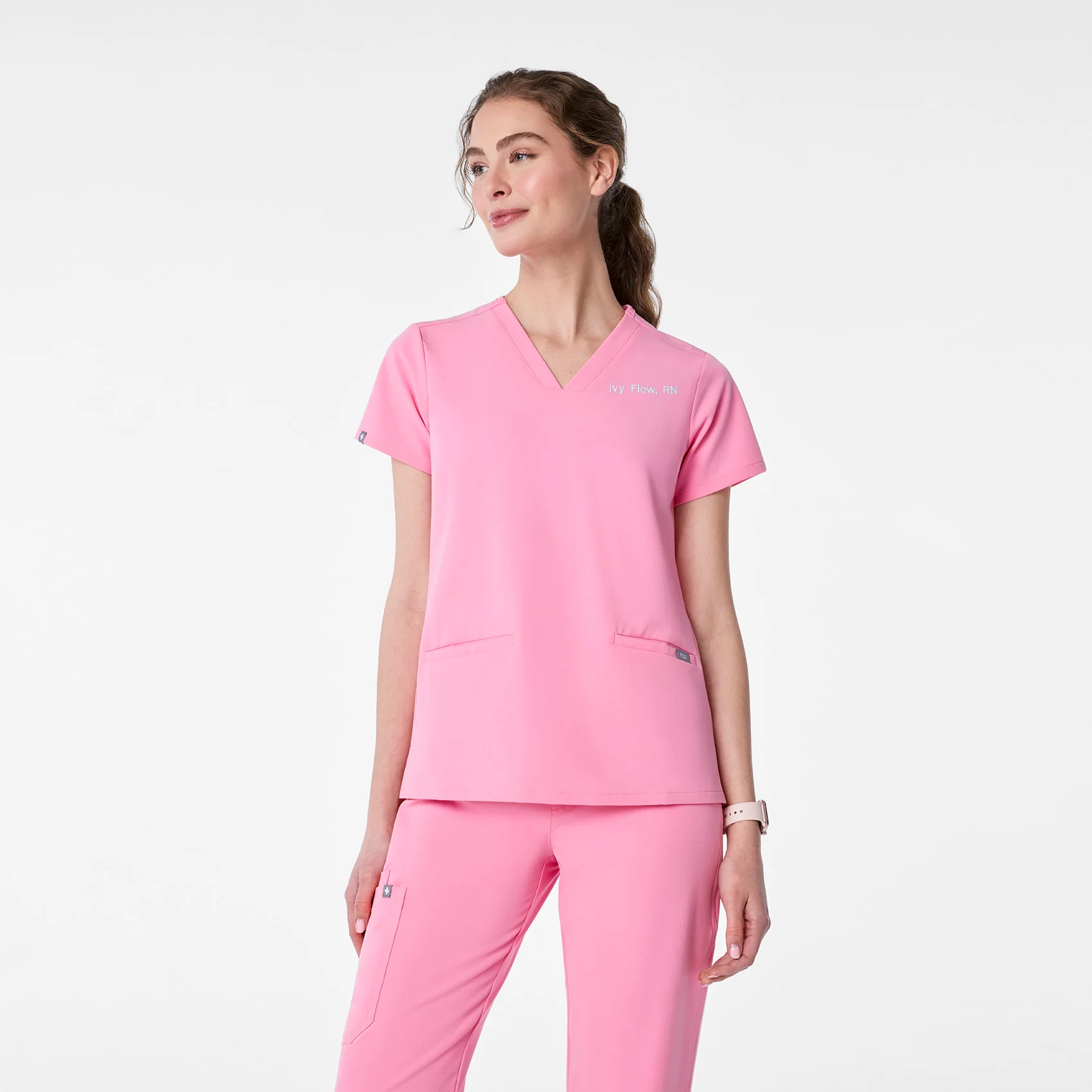 women's Sunrise Pink Casma - Three-Pocket Scrub Top™