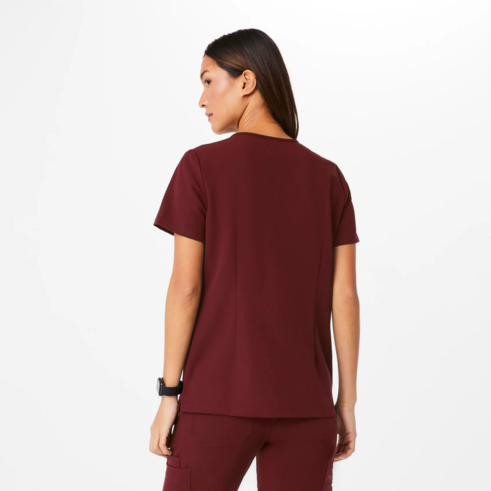 Women's Burgundy Casma™ - Three-Pocket Scrub Top - Image 4