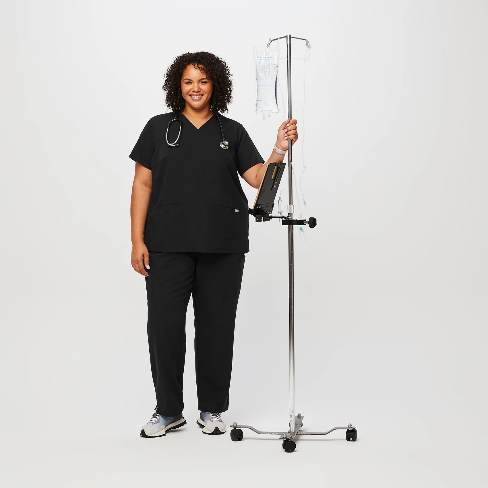 women's Black Casma™- Three-Pocket Scrub Top (3XL - 6XL) - Image 2