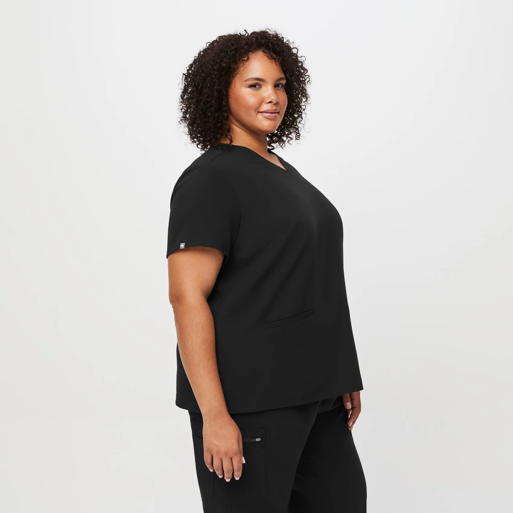 women's Black Casma™- Three-Pocket Scrub Top (3XL - 6XL) - Image 3