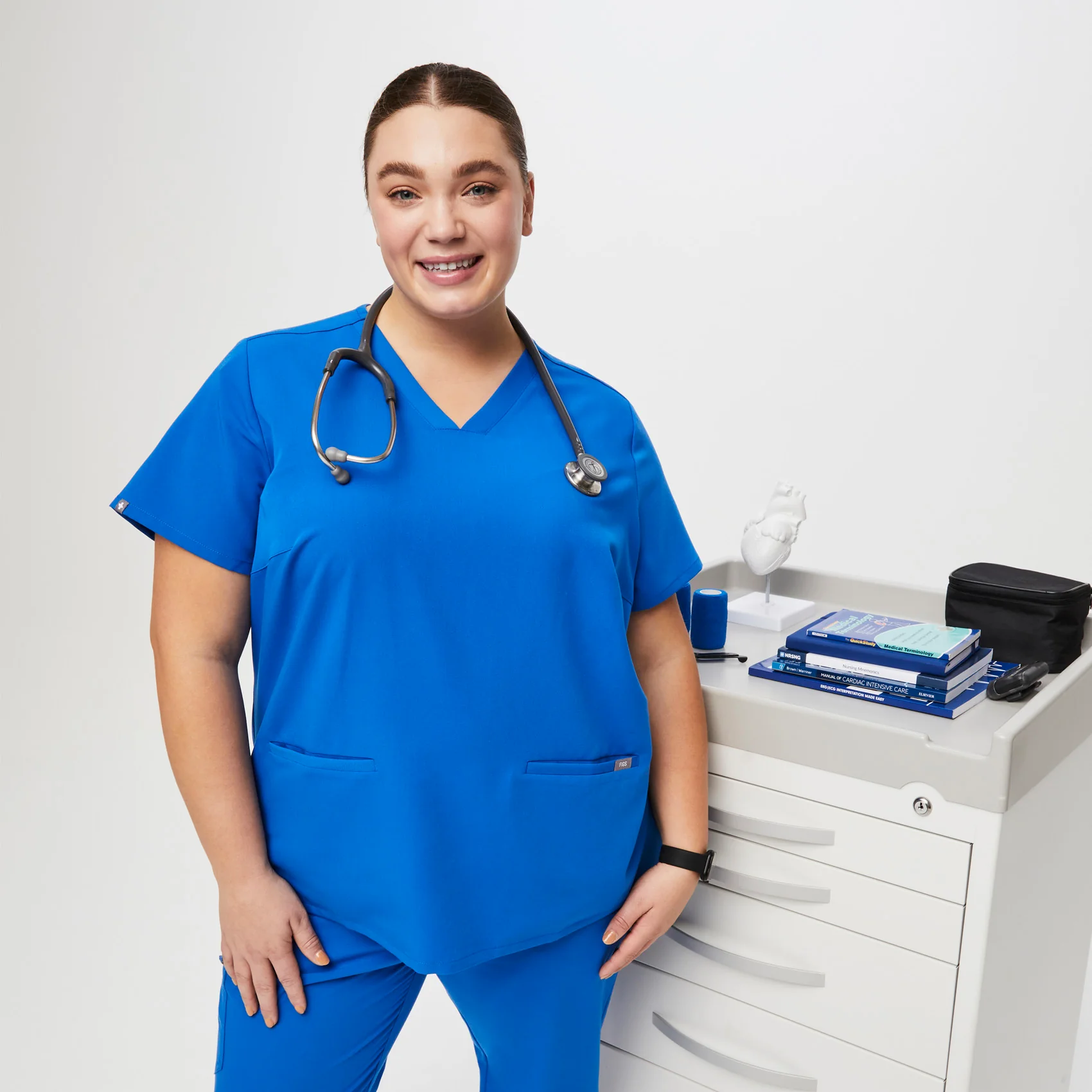 women's Royal Blue Casma™- Three-Pocket Scrub Top (3XL - 6XL) - Image 6