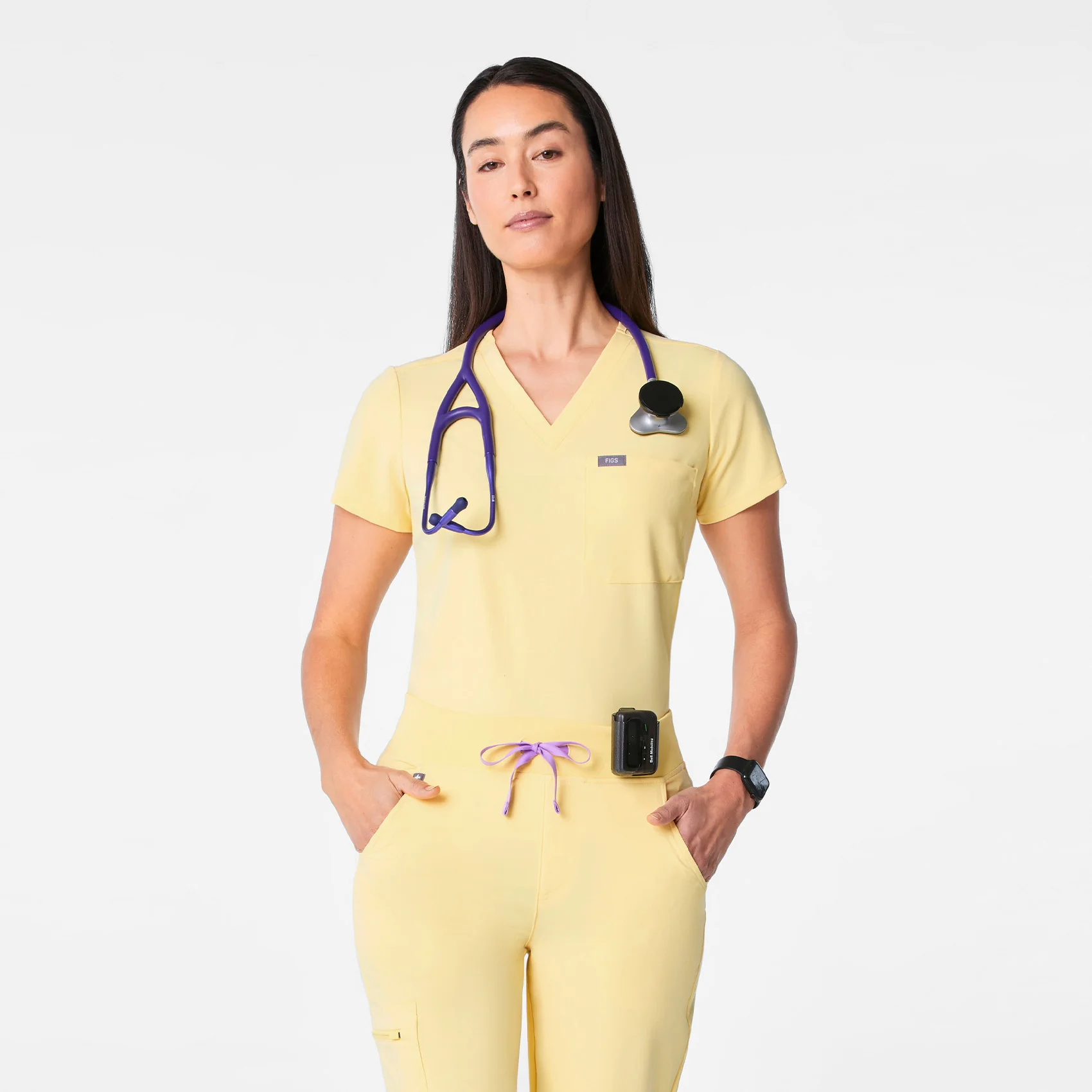 women's Butter Yellow Catarina Petite - One-Pocket Scrub Top™