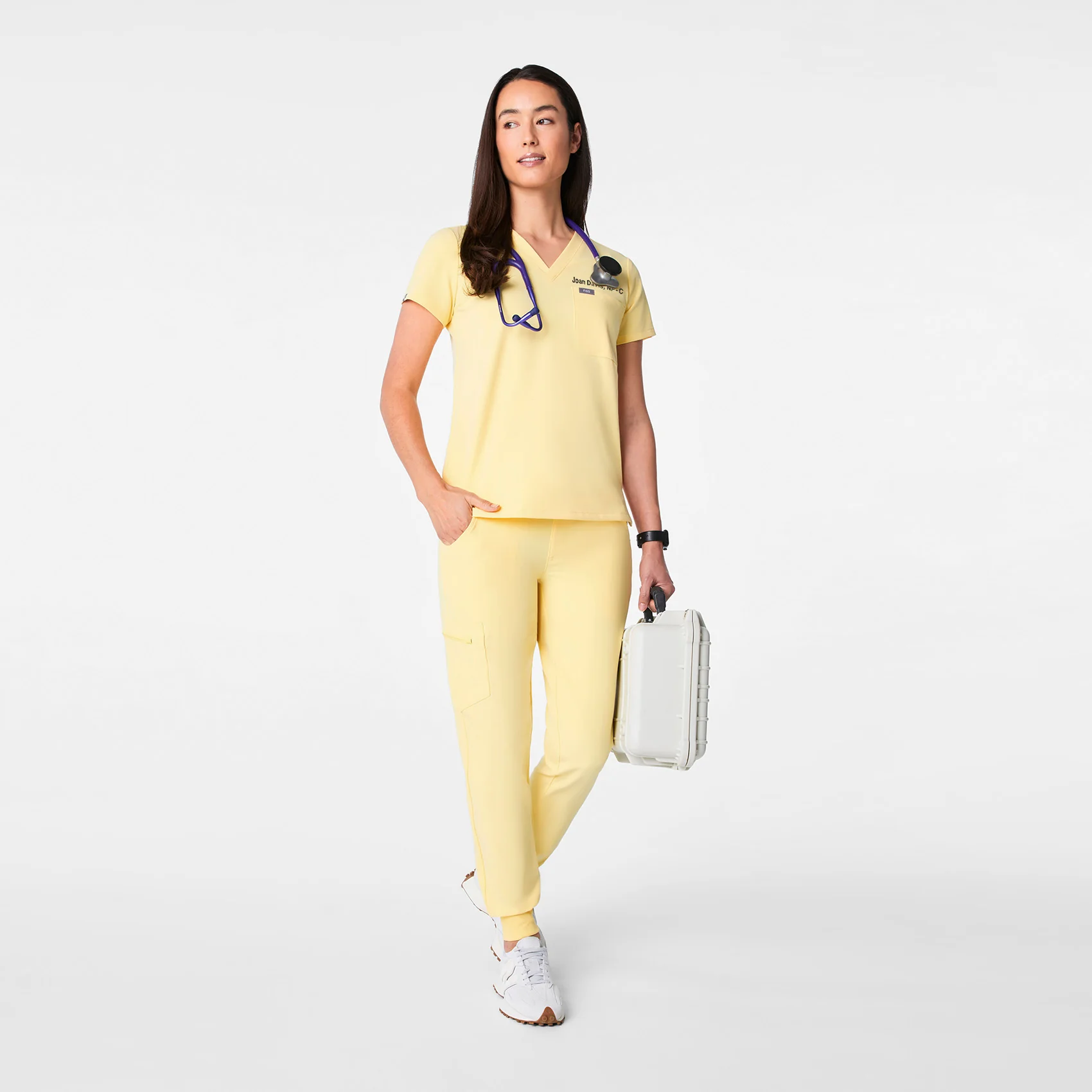 women's Butter Yellow Catarina Petite - One-Pocket Scrub Top™ - Image 2