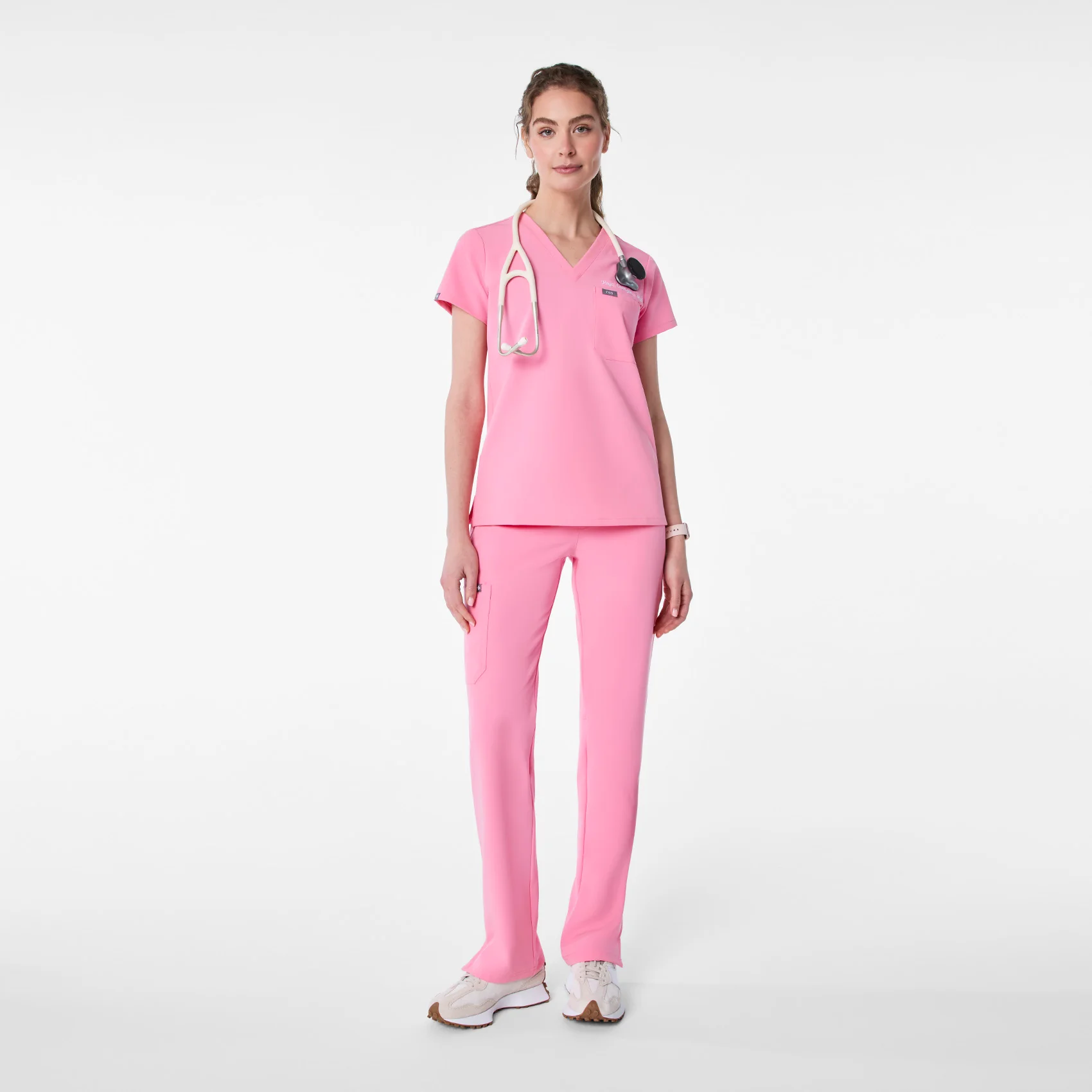 women's Sunrise Pink Catarina Petite - One-Pocket Scrub Top™ - Image 2