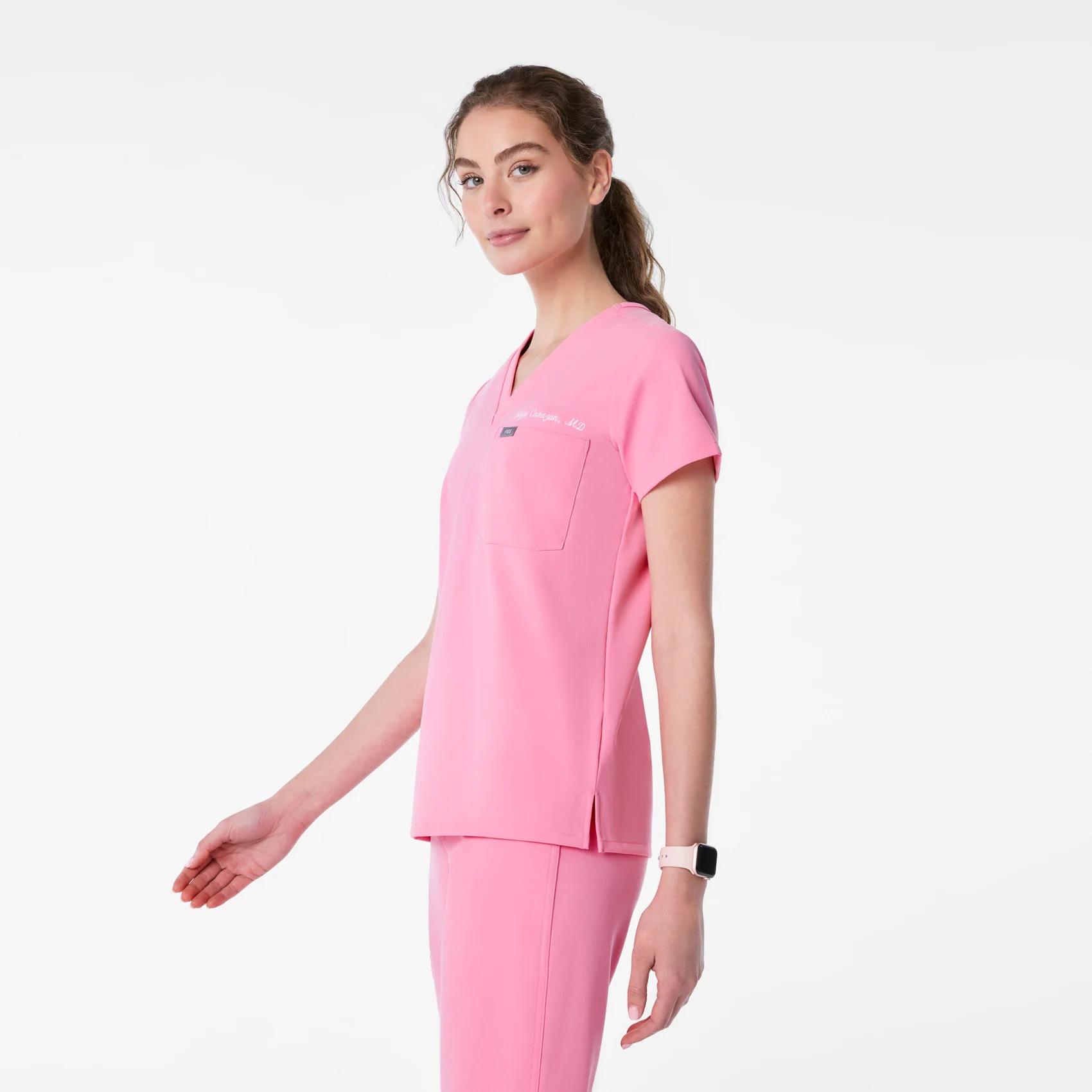 women's Sunrise Pink Catarina Petite - One-Pocket Scrub Top™ - Image 3