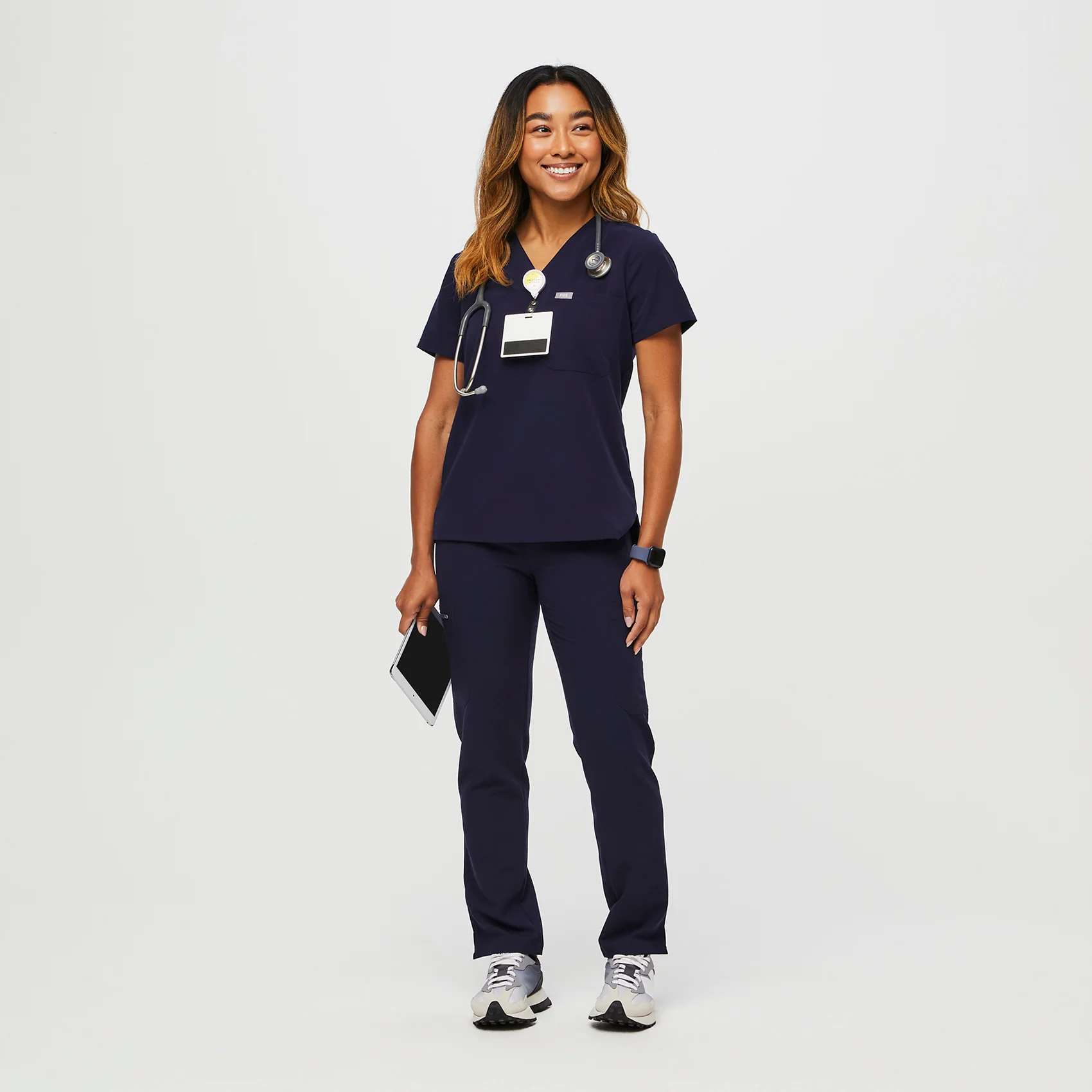 women's Navy Petite Catarina™ - One-Pocket Scrub Top - Image 2