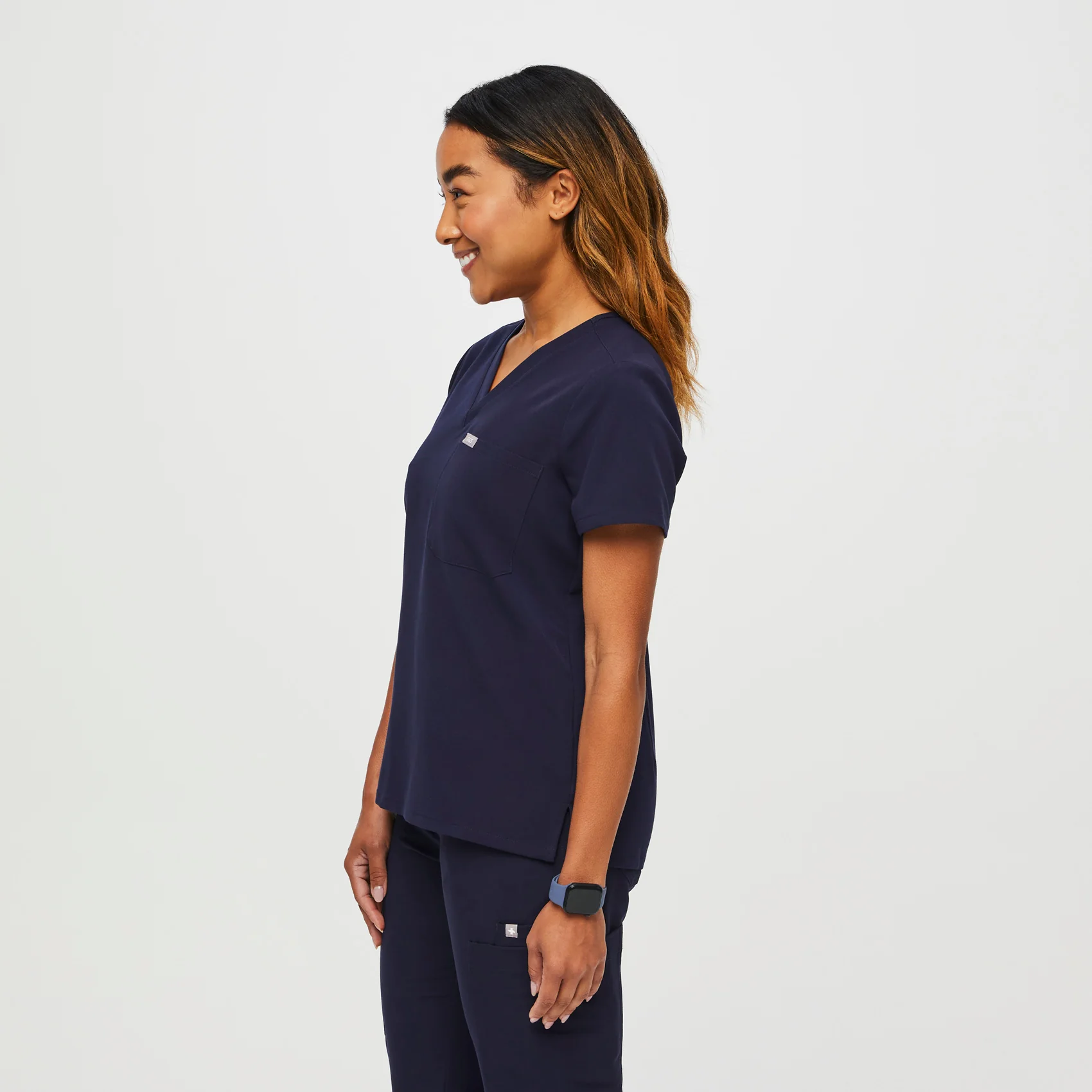 women's Navy Petite Catarina™ - One-Pocket Scrub Top - Image 3